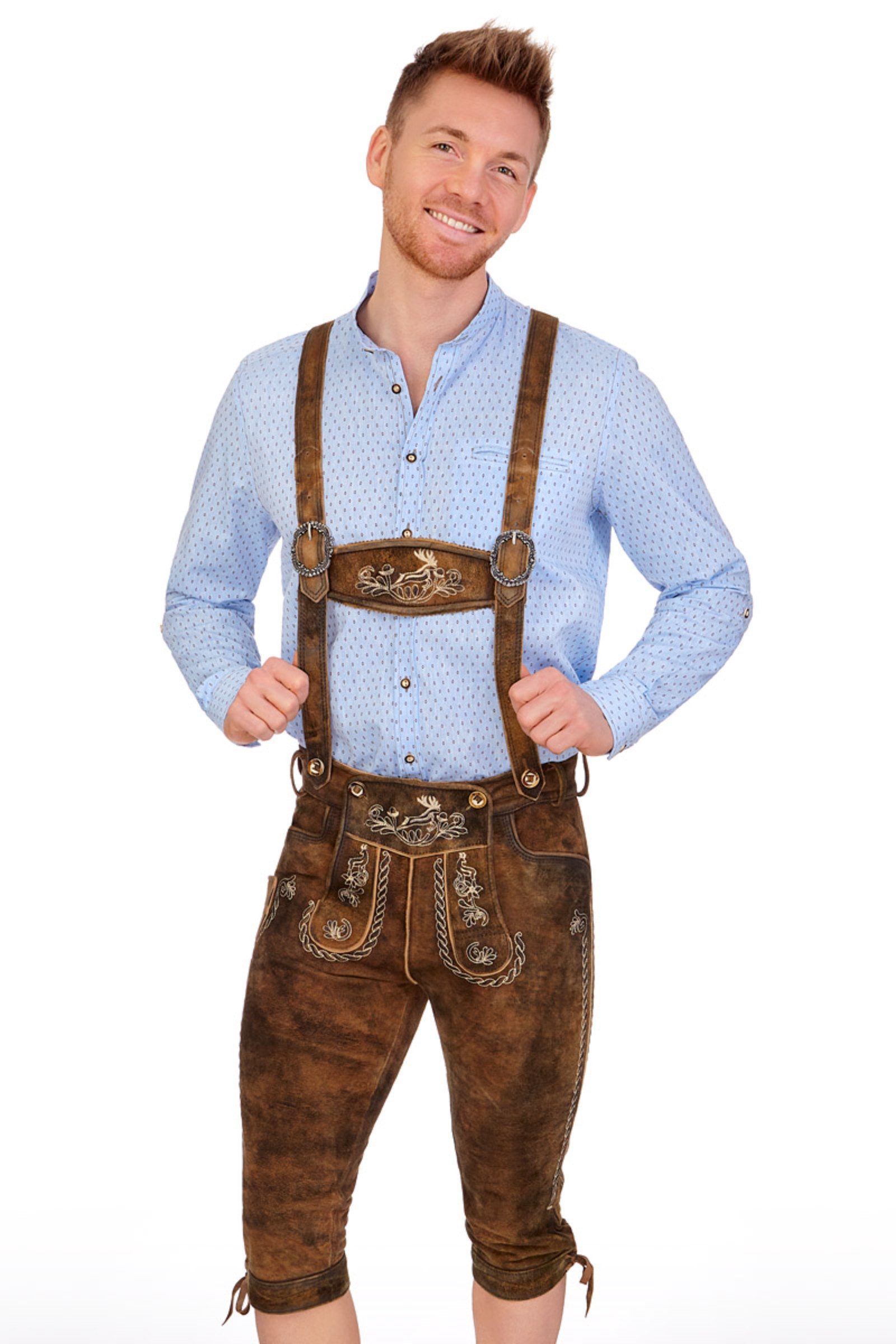 MarJo Trachtenlederhose Kniebundlederhose - CALVIN - bistre brown