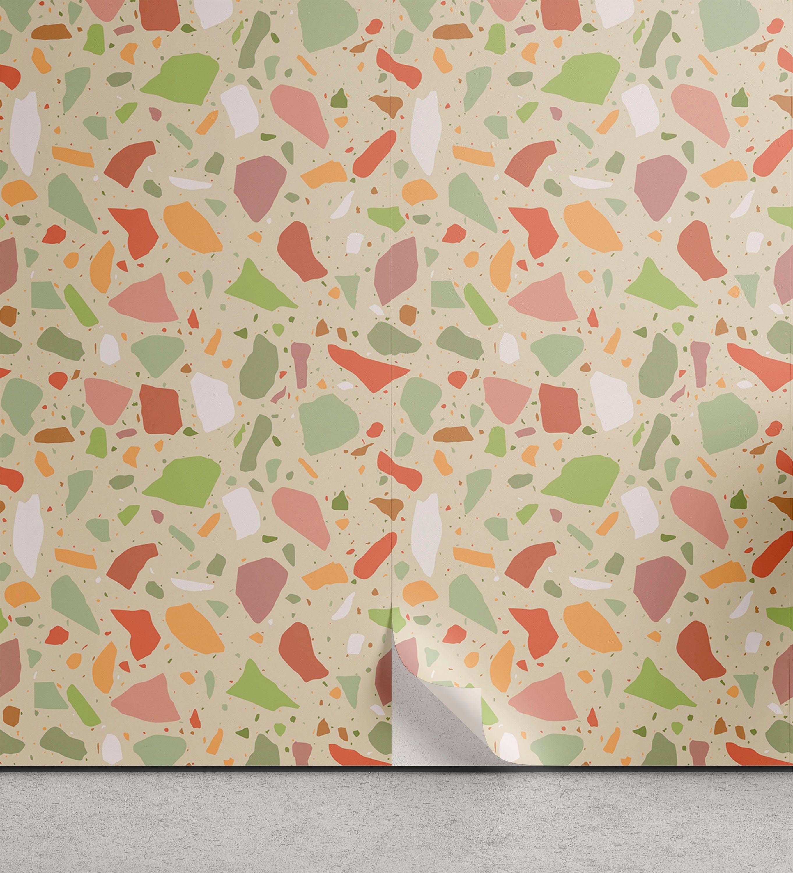 Abakuhaus Vinyltapete selbstklebendes Wohnzimmer Terrazzo Pastell Küchenakzent, Abstrakt Shapes