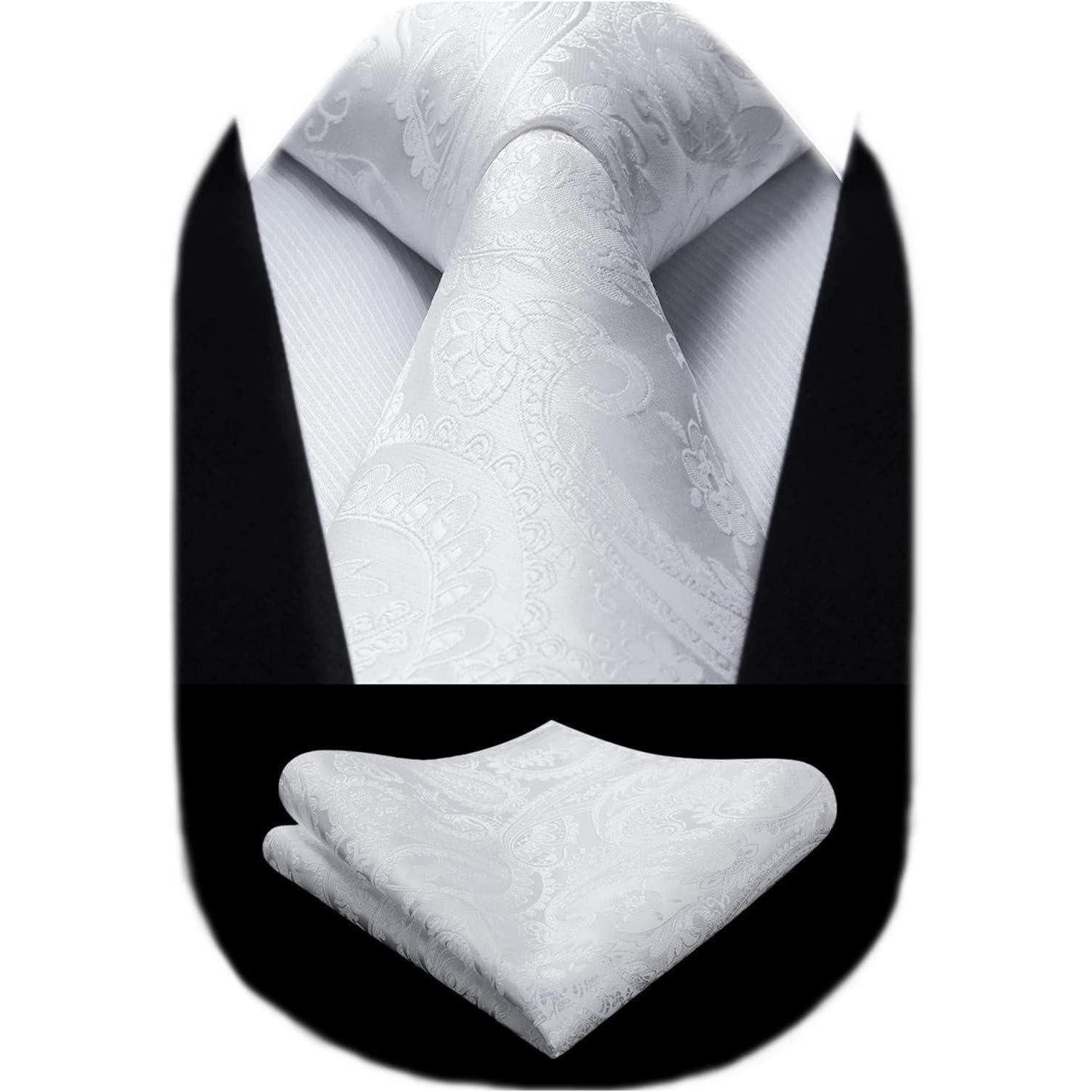 LuxusKollektion Krawatte Krawatten Set Herren Hochzeit Paisley Einheitsgröße I-weiß-4 (1-St)
