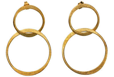 SILBERMOOS Paar Ohrhänger Markante Schmiede-Ohrhänger vergoldet, 925 Sterling Silber