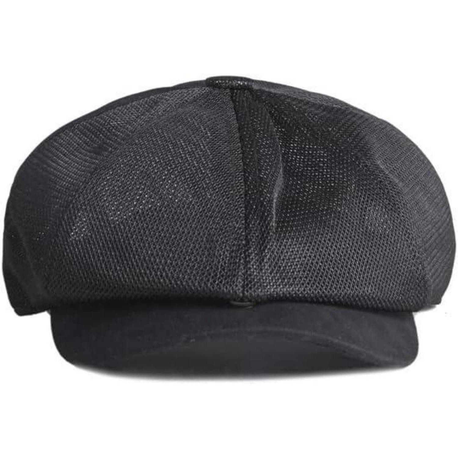 LuxusKollektion Schiebermütze Schiebermütze Herren Damen Mesh Flatcap Einheitsgröße 1 Schwarz