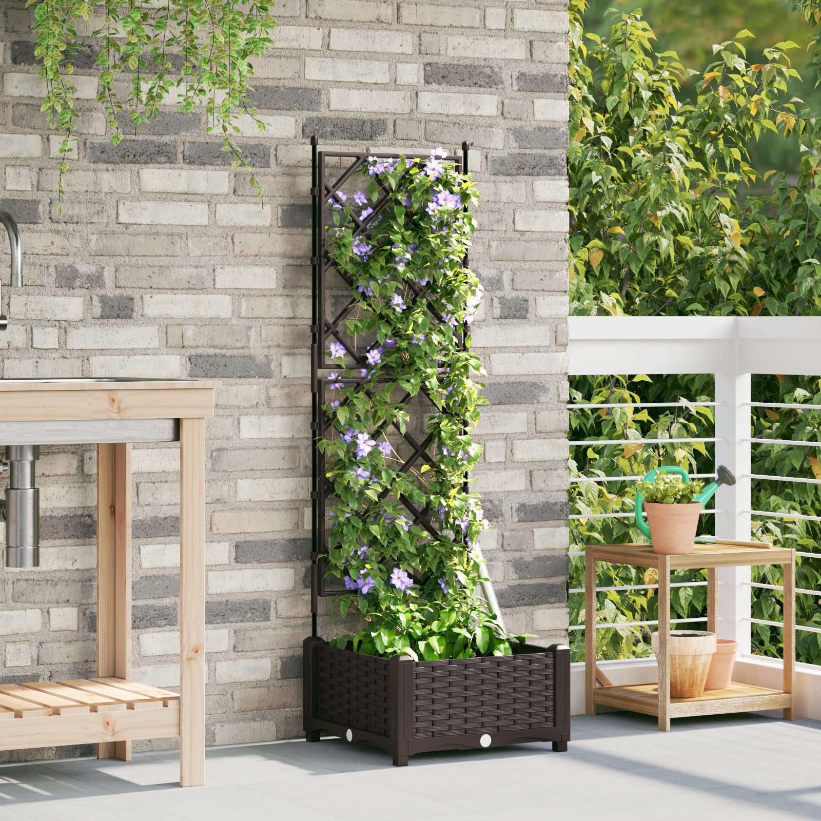 vidaXL Blumentopf Pflanzkasten mit Rankgitter Braun günstig online kaufen