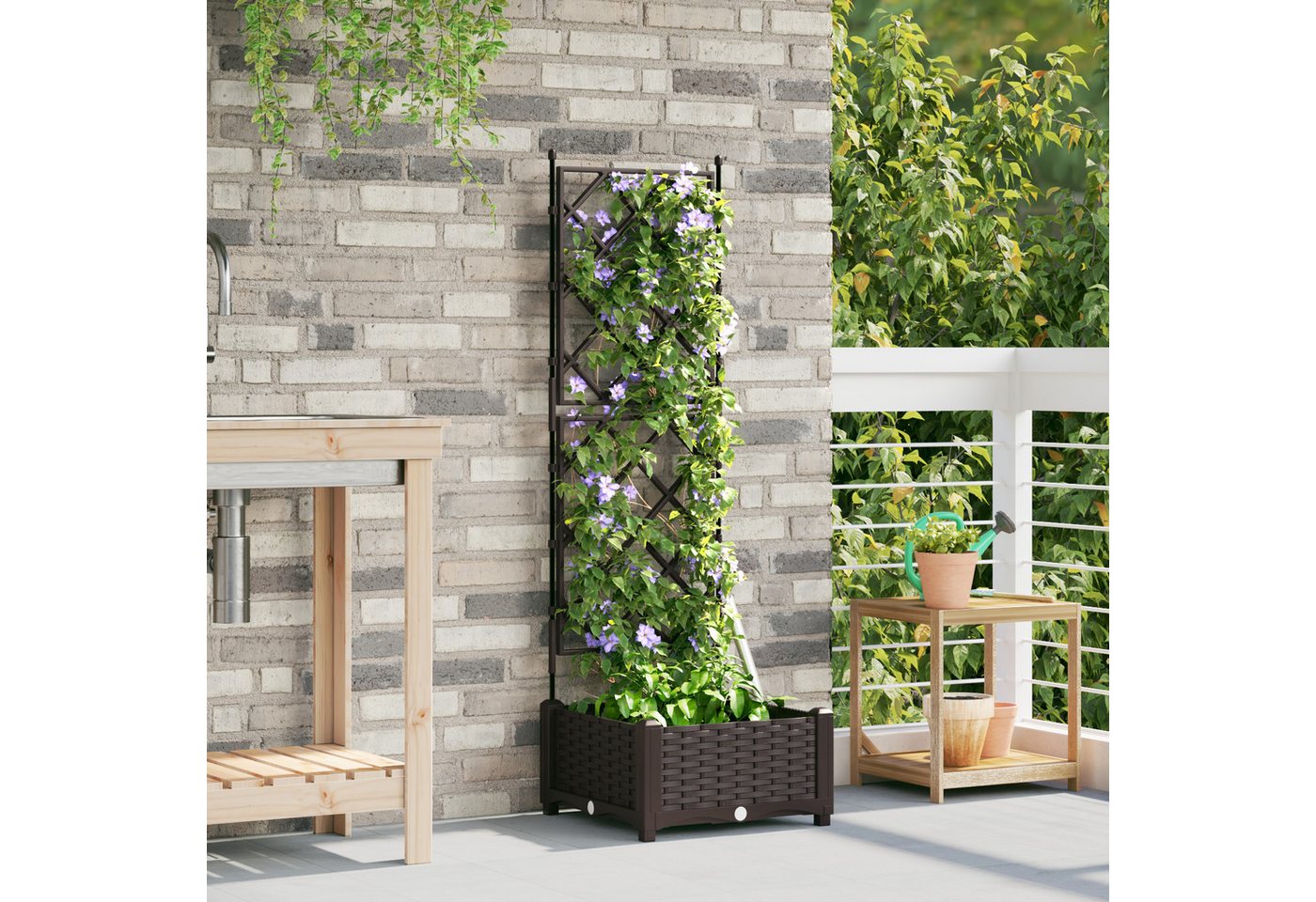 Thumbnail - vidaXL Blumentopf Pflanzkasten mit Rankgitter Braun 40x40x125,5 cm (1 St)
