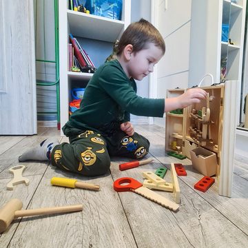 Ruhhy Kinder-Werkzeug-Set Holzwerkzeuge Werkzeugkoffer Spielzeug aus Holz