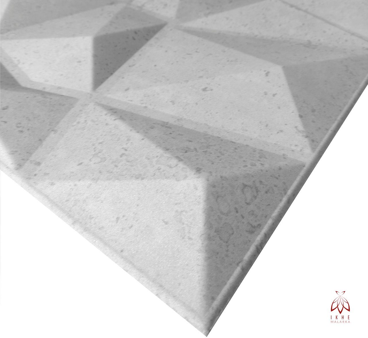 IKHEMalarka Diamant 3D cm, Betonlook, 0,50 4m²/16PCS 50,00x50,00 41 qm Deckenpaneele Wandverkleidung Wandpaneel POLYSTYROL BxL: