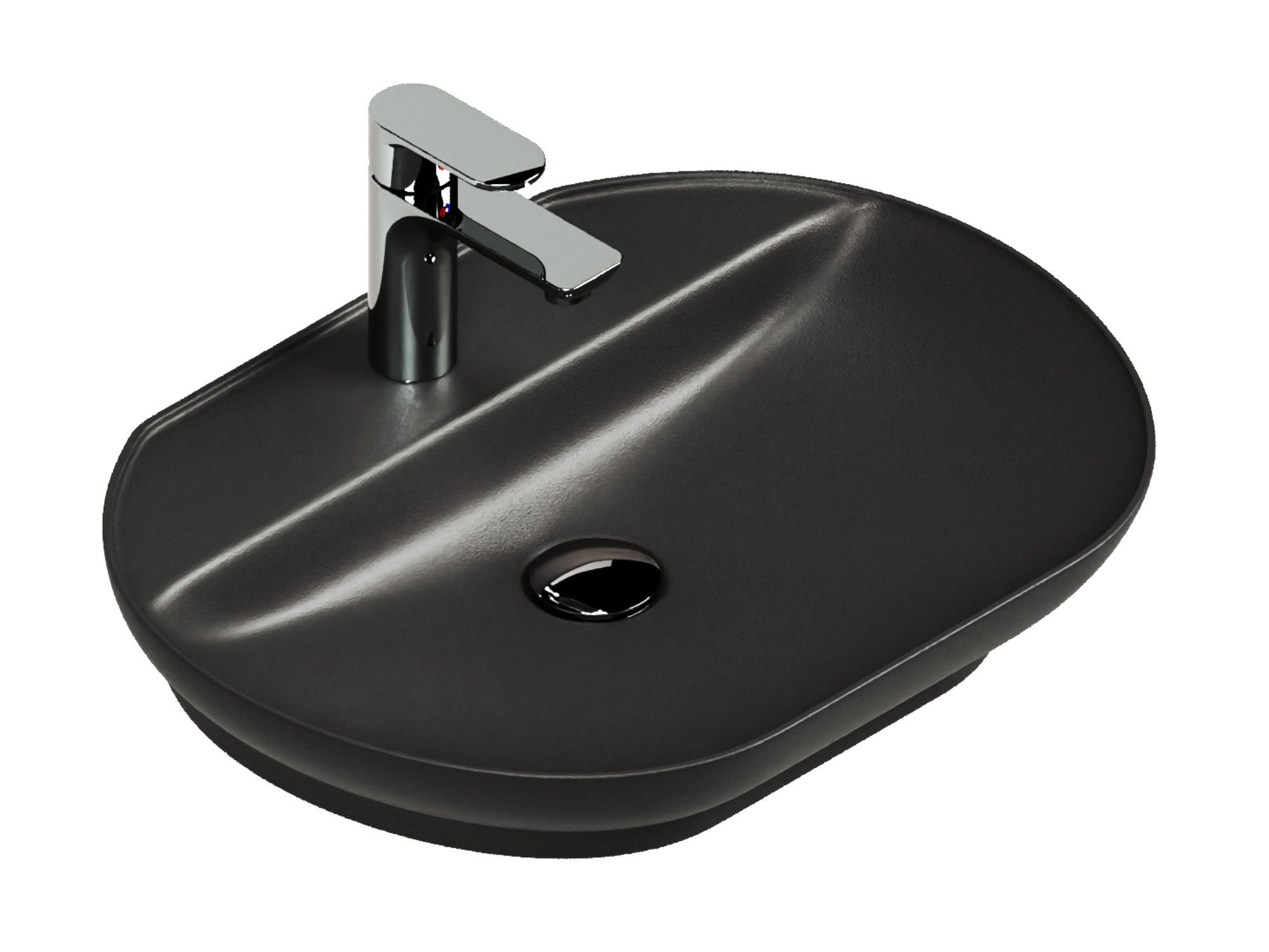 Aqua Bagno Aufsatzwaschbecken Waschschale Keramik oval matt schwarz Waschtisch