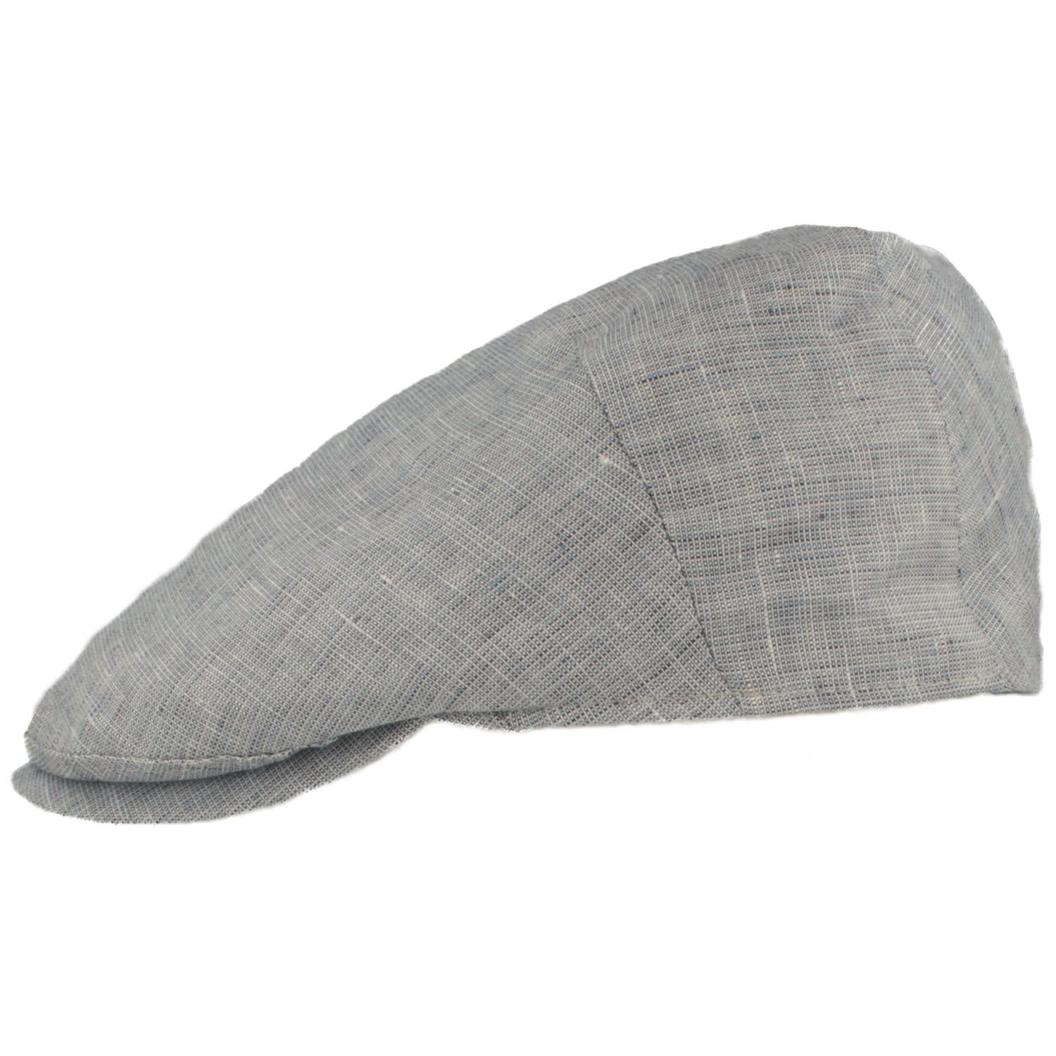 L-2151-69 100% Leinen Flatcap einfarbige Schiebermütze aus blau) sehr (27 leichte Breiter