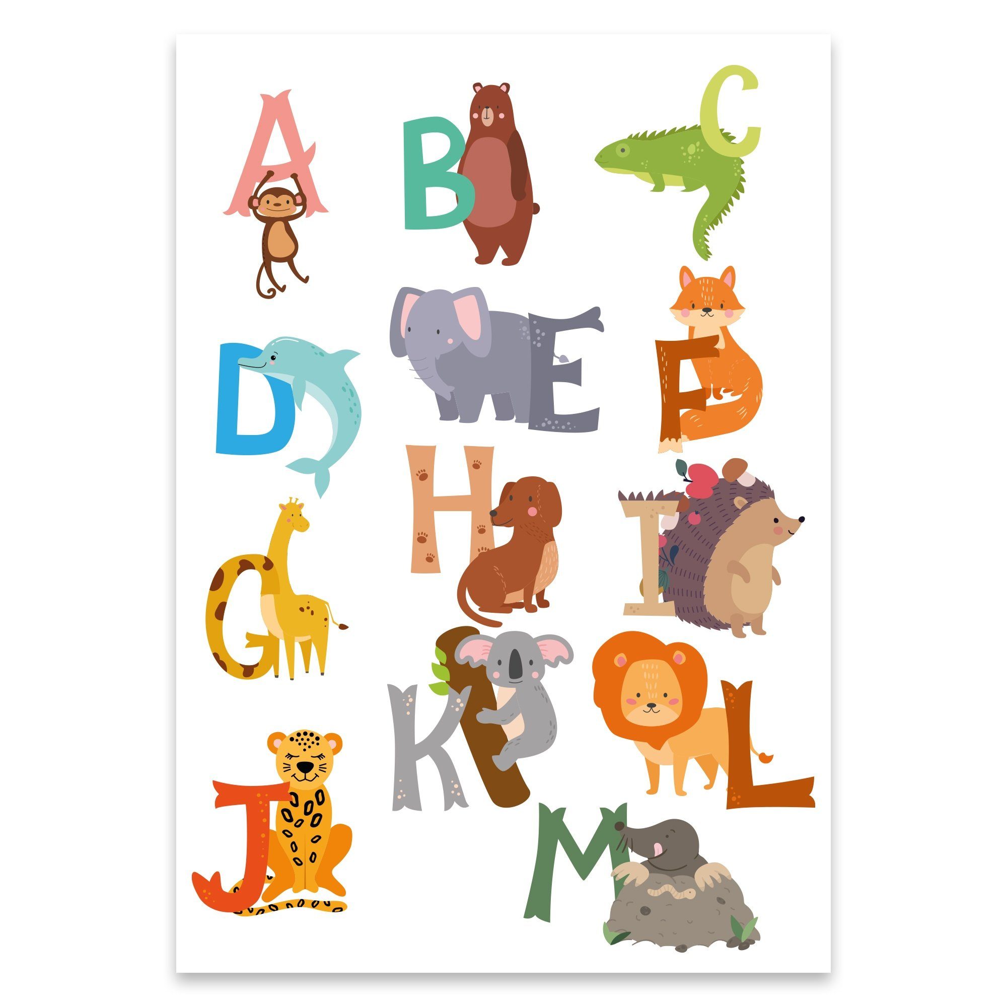 GRAVURZEILE Wandtattoo - Tier Alphabet Design - Wandtattoo zum Alphabet lernen - Kinderzimmer