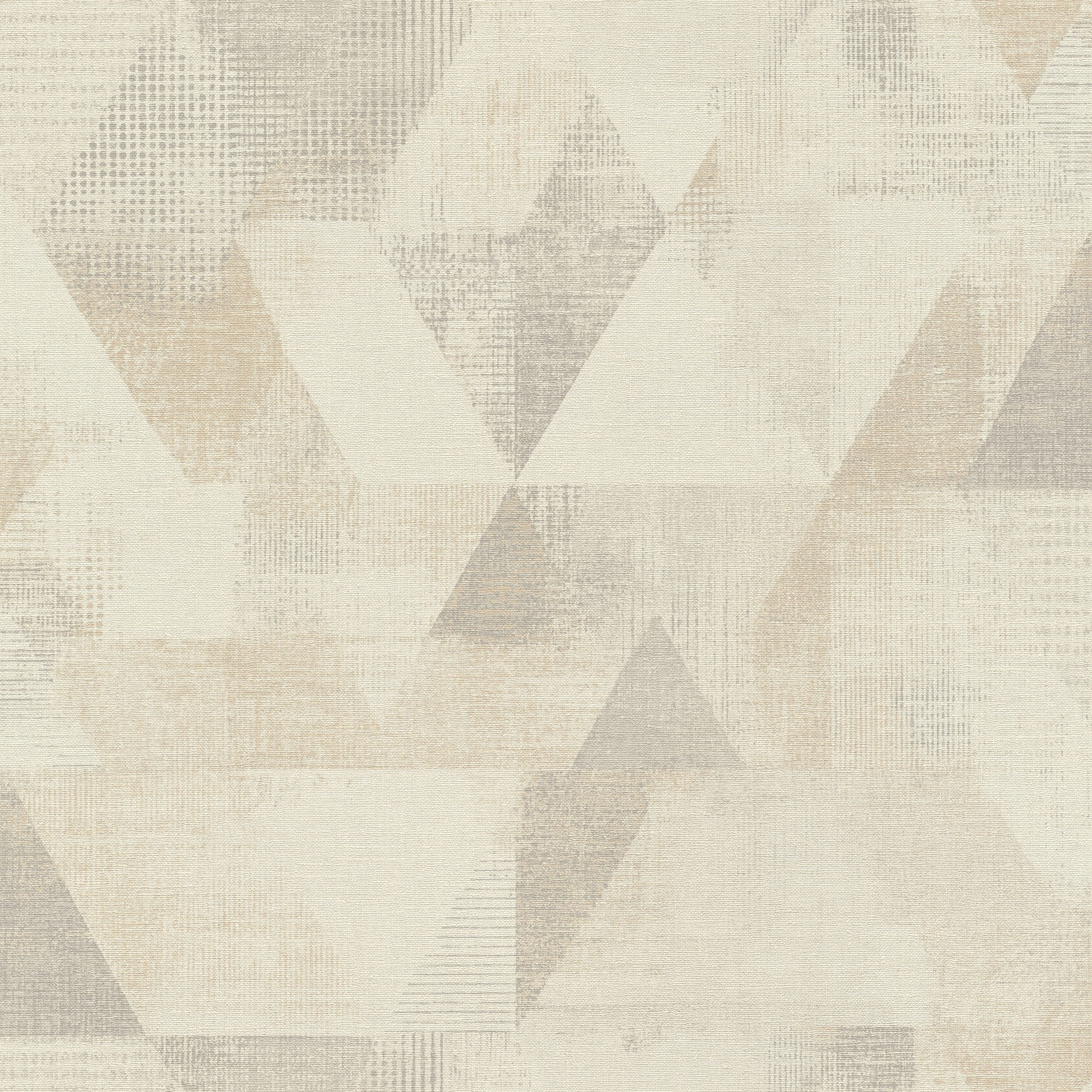 Rasch Vliestapete Dreiecke - Vinyltapete Beige, strukturiert, bedruckt, Used-Look, grafisch, Textiloptik, (1 Rolle, 1 St., Kollektion #followusaround - 10,05 m x 0,53 m), Lichtbeständige Farben, Feucht Abwischbar, Müheloses Tapezieren