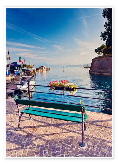 Posterlounge Poster Editors Choice, Bank an der Küste von Garda in Peschiera, Esszimmer Fotografie
