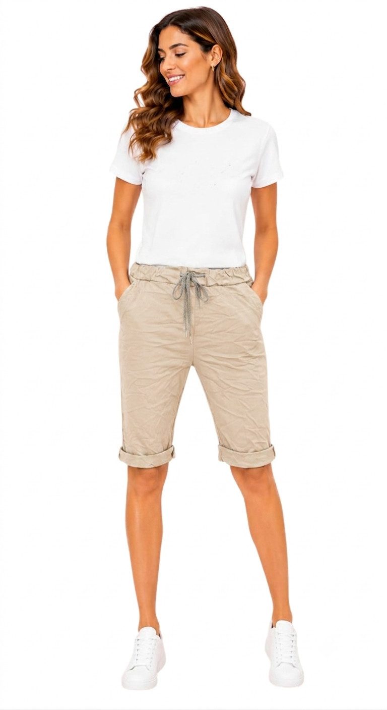 Sa-Lucca Bermudas flexible Damen-Bermuda im Baggy-Capri-Style