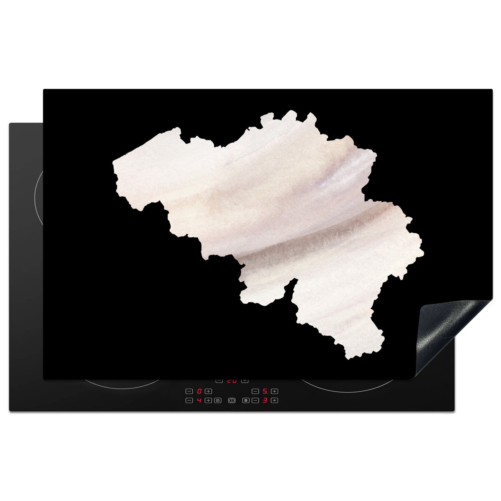 cm, Karte Schutz Belgien - 81x52 für Weiß, küche, (1 - MuchoWow Induktionskochfeld Ceranfeldabdeckung tlg), Vinyl, Herdblende-/Abdeckplatte die