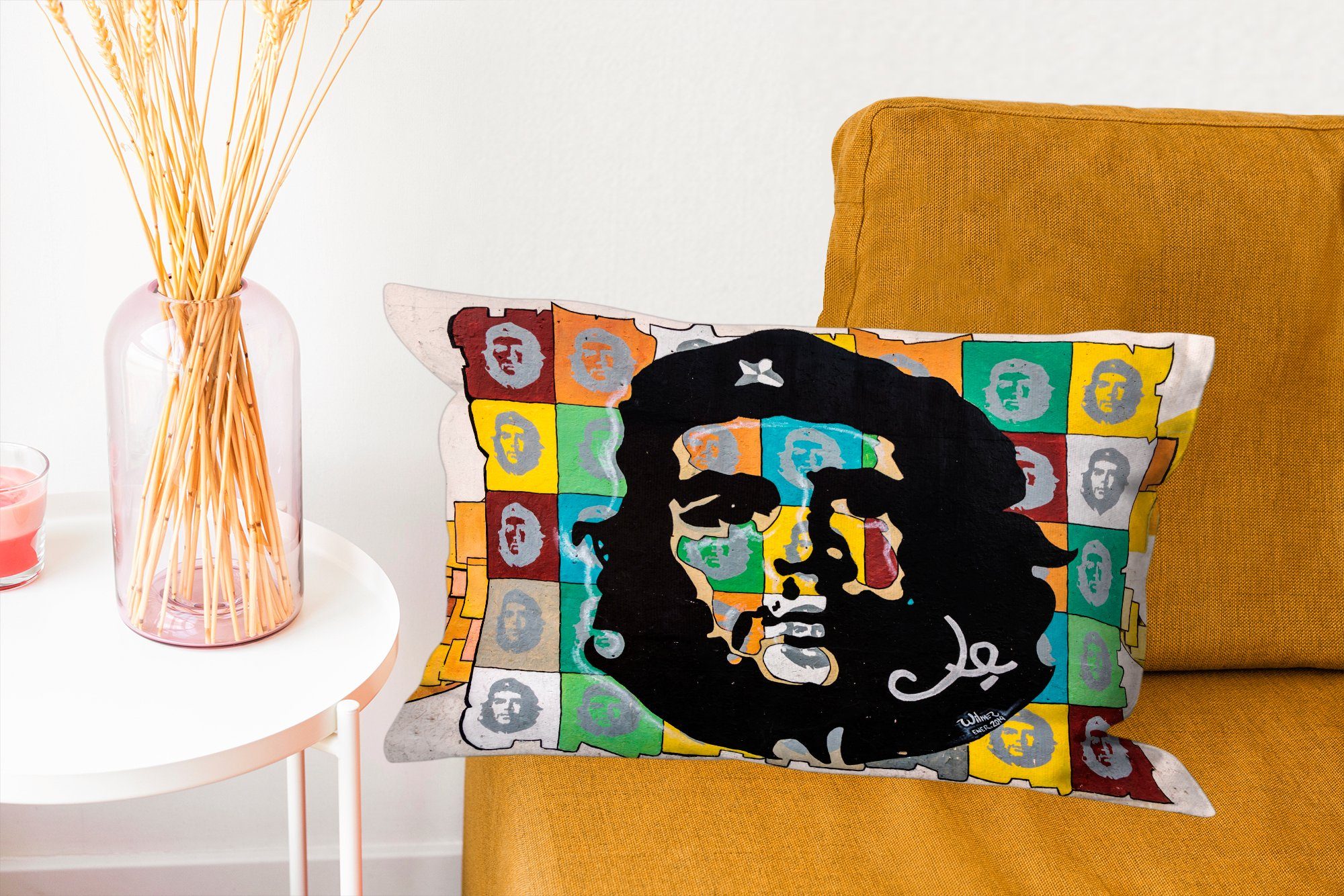 MuchoWow Schlafzimmer Guevara Silhouette, Dekokissen Wohzimmer Dekokissen Füllung, mit als Dekoration, Zierkissen, Che