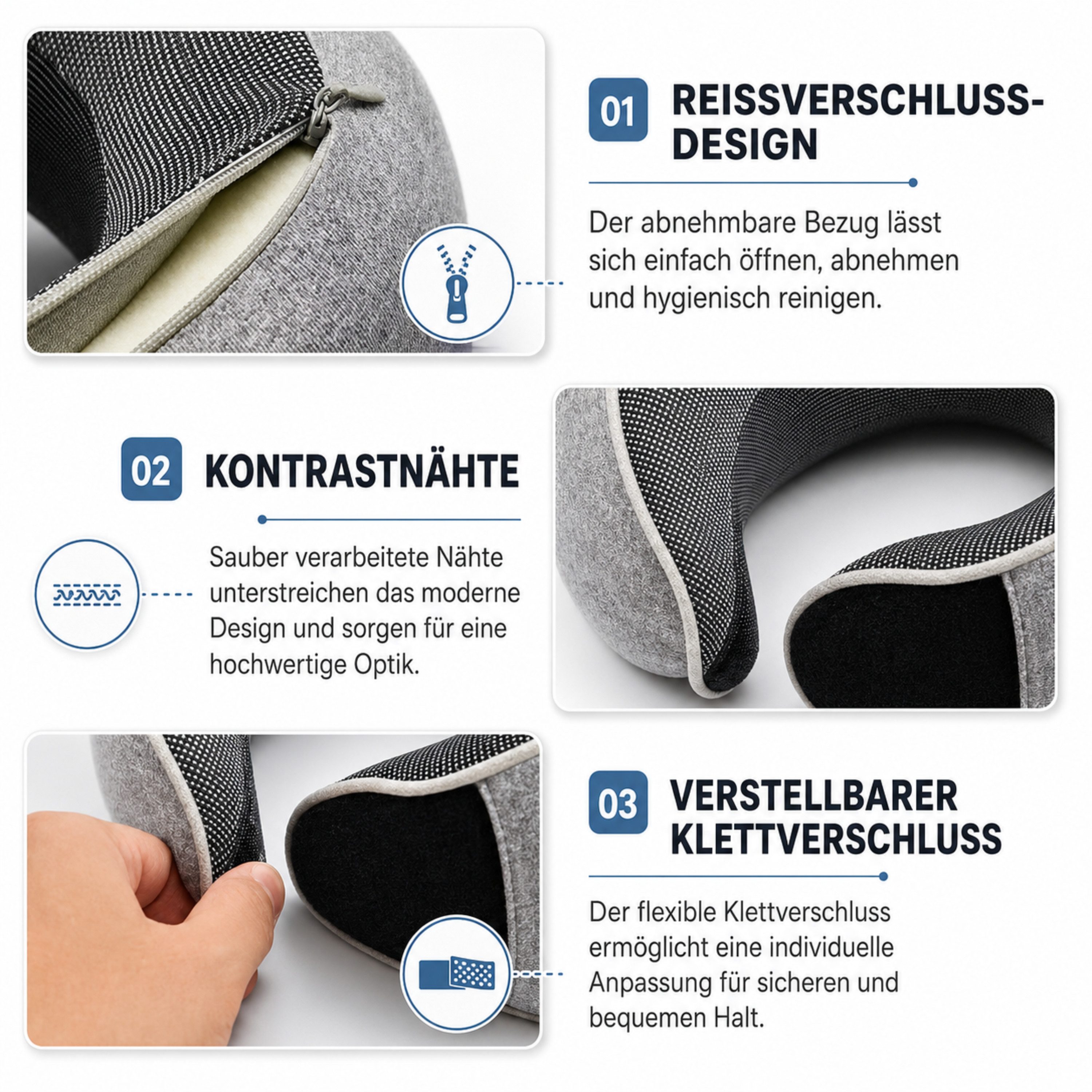 StellarLuma Nackenstützkissen Nackenstützkissen Nackenkissen Reisekissen Flugzeug Stützkissen Urlaub, Füllung: Formstabiler Memory-Foam-Komfortschaum, Sitzend, Aufrecht, Kopfkissen, Ergonomisches Nackenkissen Memory-Foam-Reisekissen ideal für Reisen