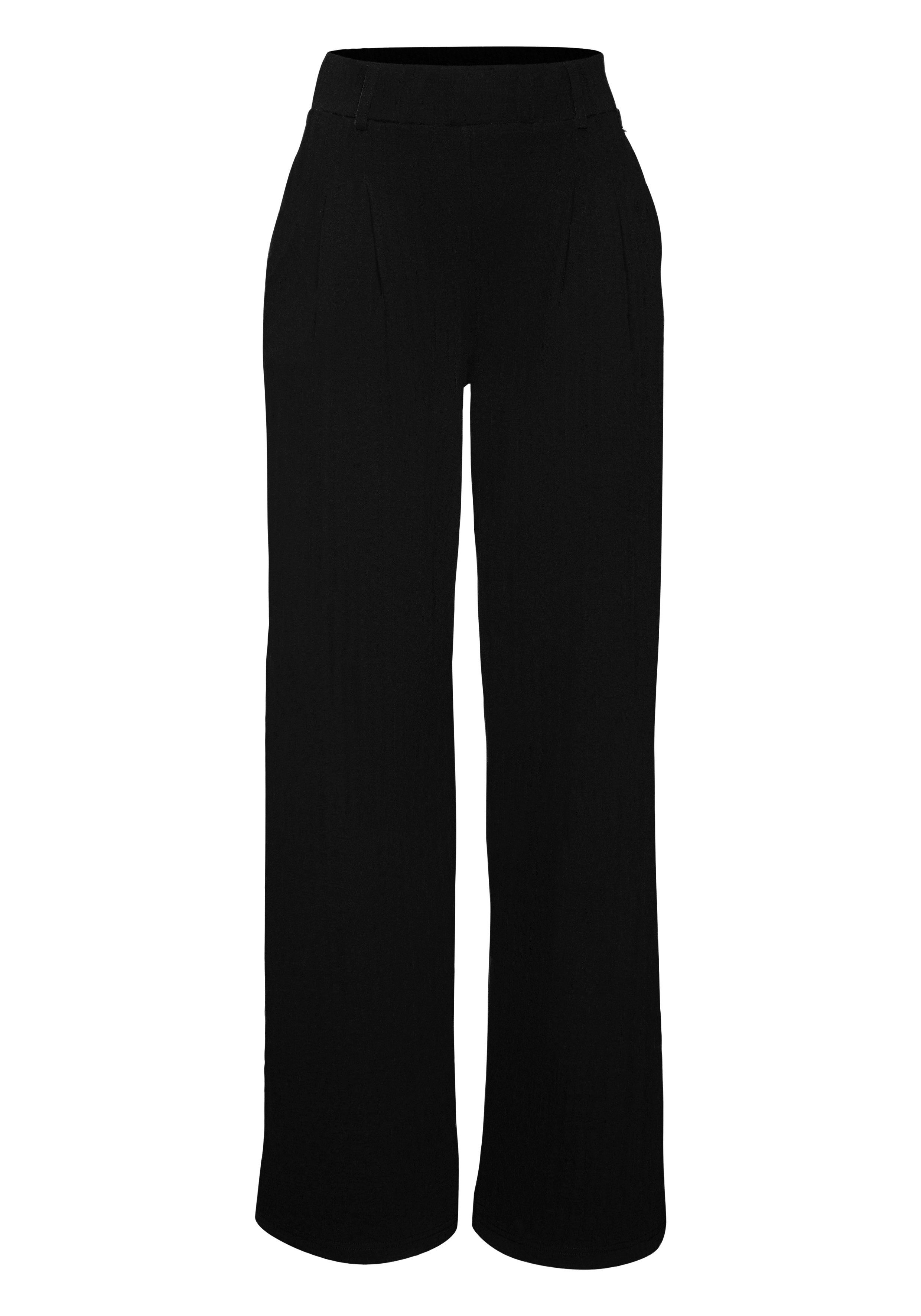 LASCANA Schlupfhose extra Weit mit Bundfalten mit Jacquard Strickmuster oder uni schwarz. € 59,99