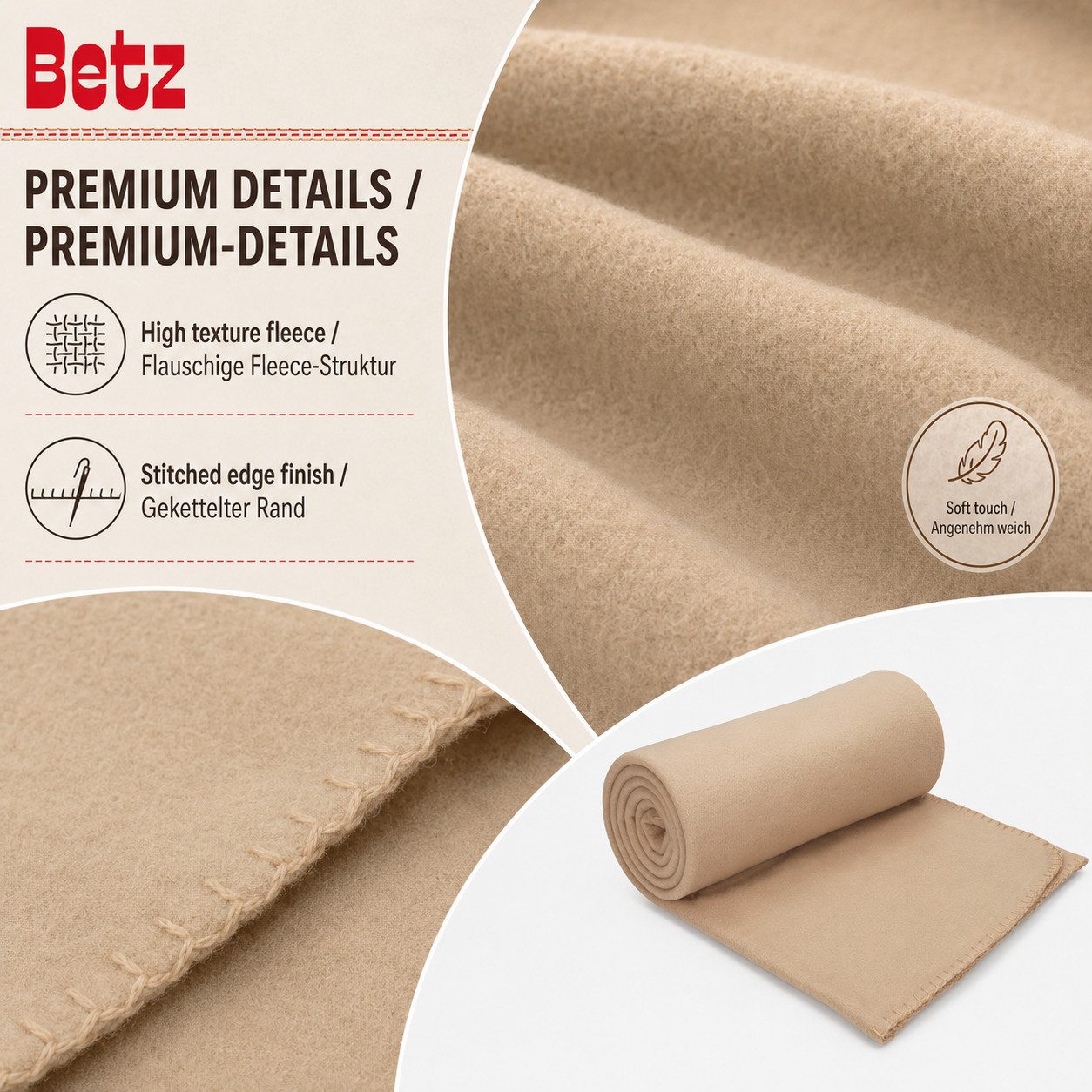 Wohndecke Betz Fleecedecke 130x170 cm 180g/m² – Weiche Wohndecke & Kuscheldecke, Betz, Leicht, wärmend & pflegeleicht – Bild 4 von 5