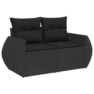 vidaXL Gartenlounge-Set 10-tlg. Garten-Sofagarnitur mit Kissen Schwarz Poly Rattan, (1-tlg)