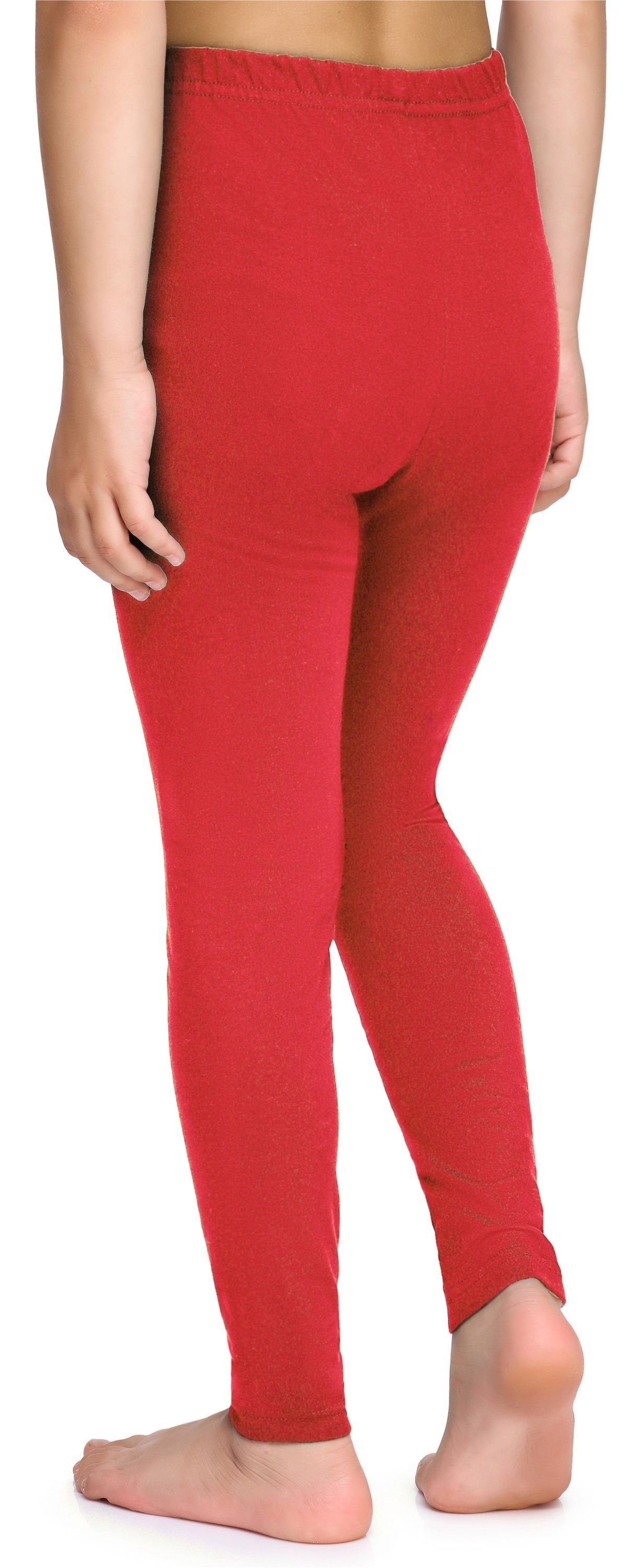 (1-tlg) Rot Leggings aus Leggings Bund MS10-225 Style Mädchen elastischer Baumwolle Merry Lange