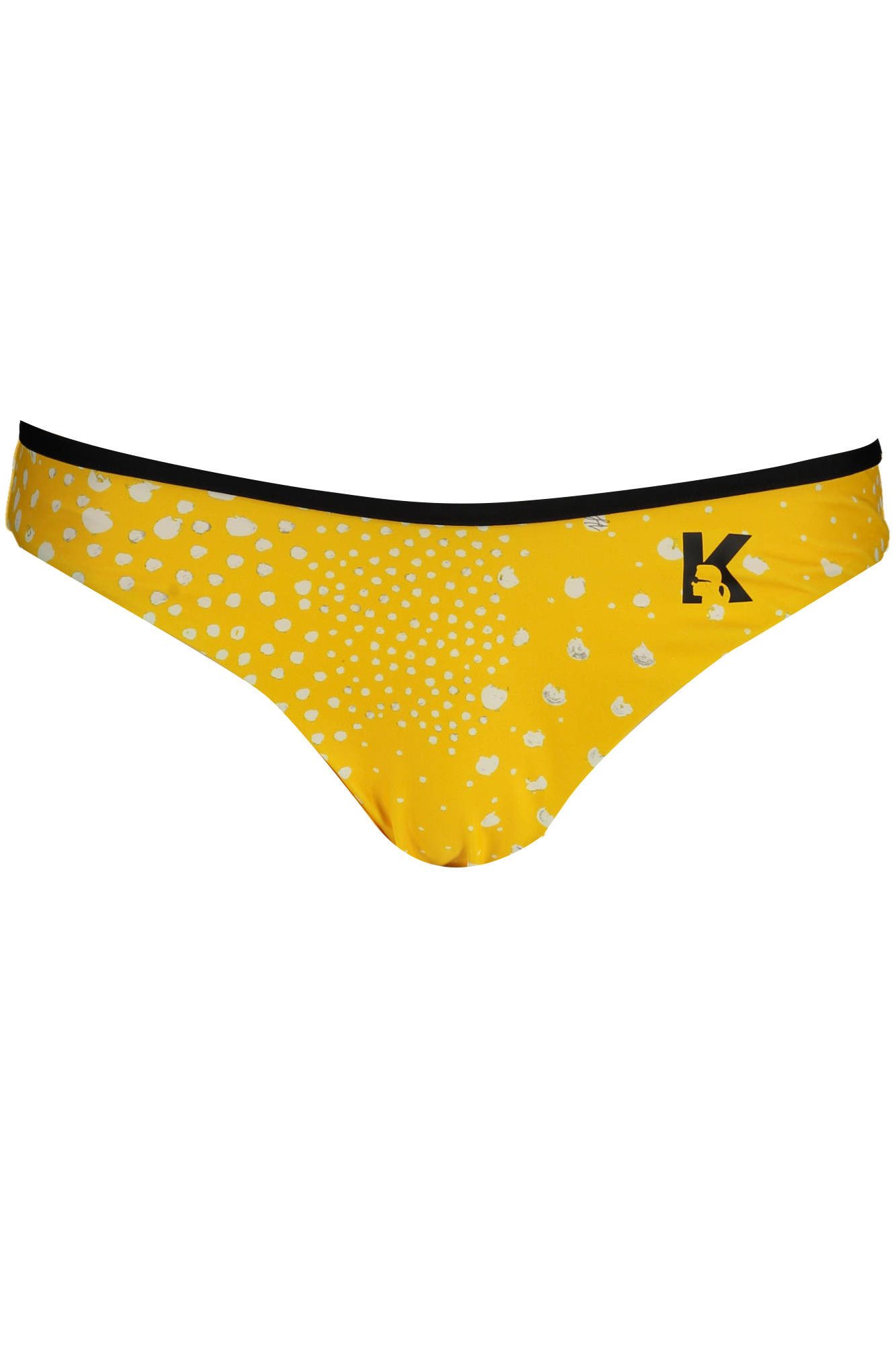 KARL LAGERFELD Badeanzug Stilvolle Damen-Badehose Gelb mit Kontrastdetails und Logo-Druck