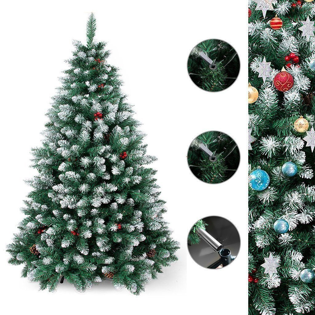Künstlicher Weihnachtsbaum XM019-21.künstlicher Tannenbaum mit Zapfen, roten Beeren und Schnee