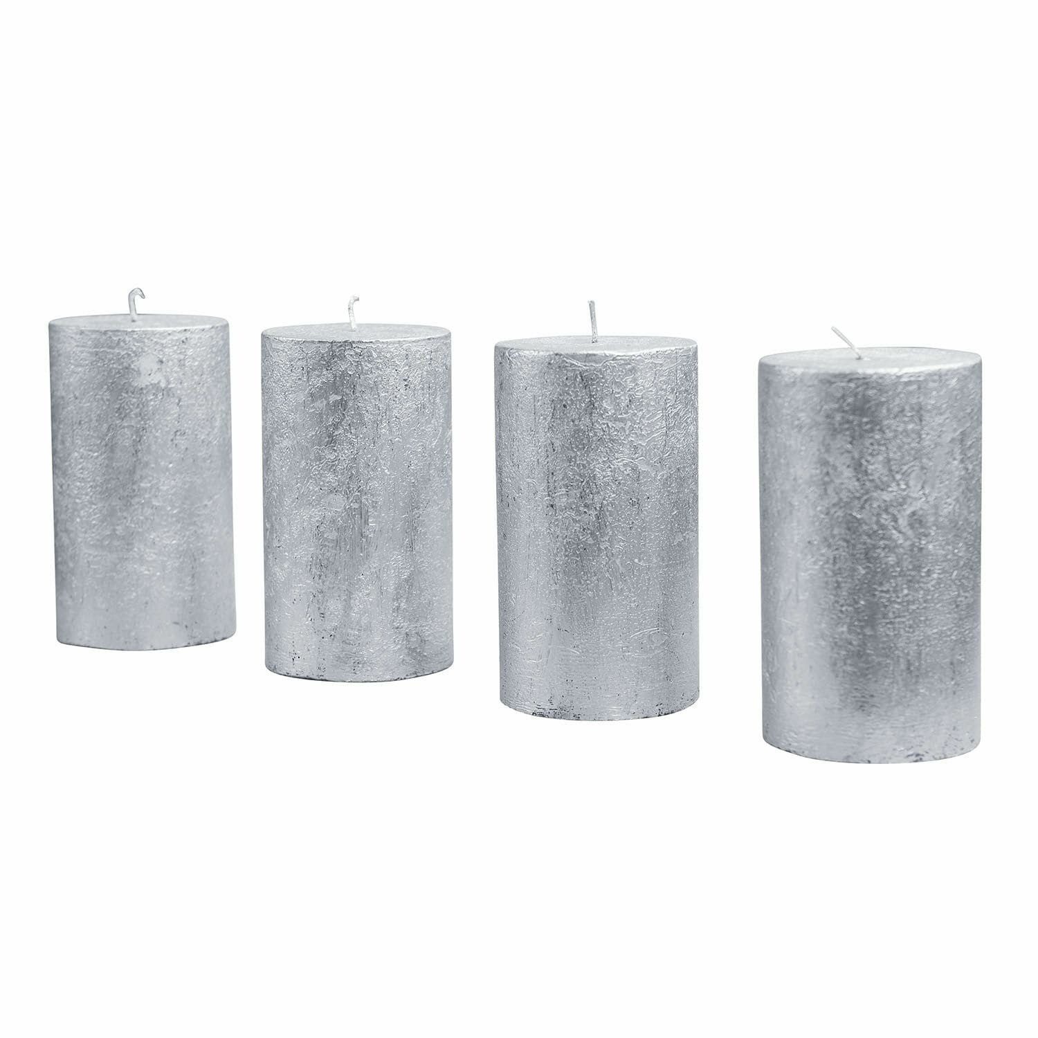 Mirabeau Stumpenkerze Kerze 4er Set Braga silber (4er Set, 4er Set), none