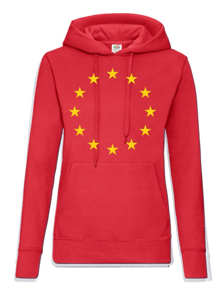 Blondie & Brownie Hoodie Damen Hoodie Europa Sterne Print Kapuze Gemeinschaft Freizeitlook (Einzelstück, Einzelartikel) Europa Sternenkreis Symbolik Edition