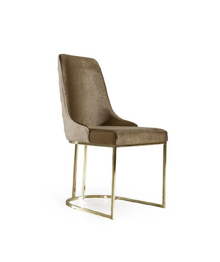 JVmoebel Esszimmerstuhl Moderner Beiger Edelstahl Esszimmer Stuhl Einsitzer Sessel Design Stil (1 St), Made in Europa