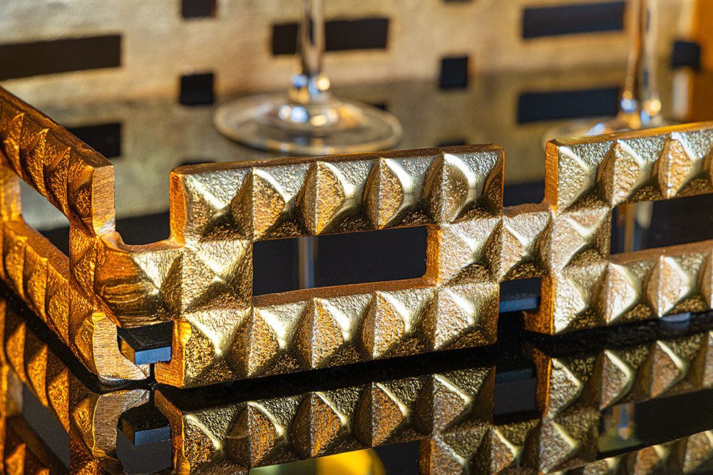 riess-ambiente Dekotablett VARIATION 40cm schwarz / gold · Ablagetablett aus Metall und Glas (Einzelartikel, 1 St), Accessoire · handmade · für Kerzen, Schmuck  – Bild 4 von 5