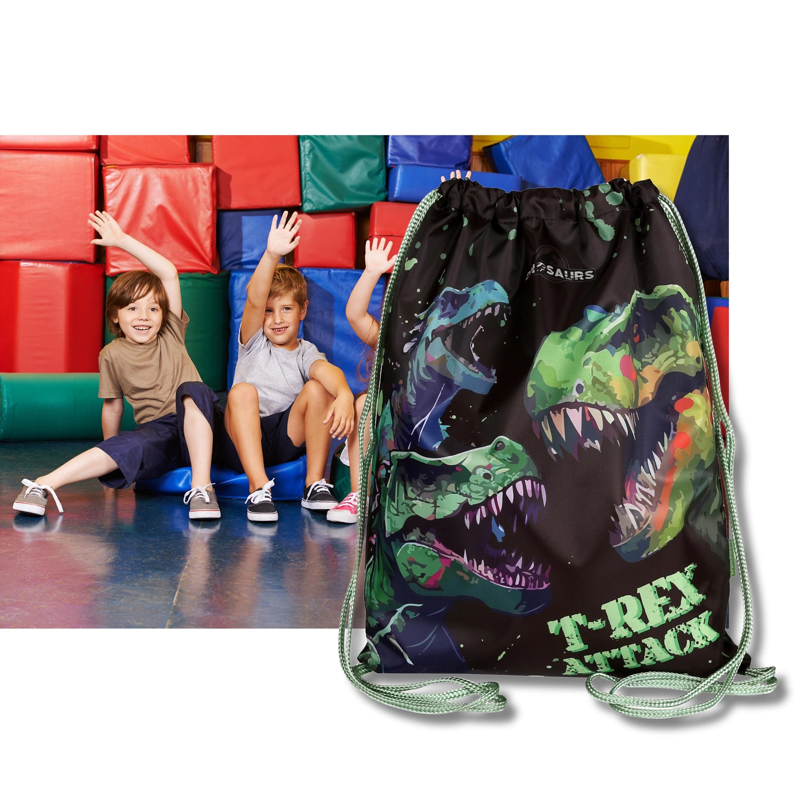 Sarcia.eu Turnbeutel Dinosaurier Turnbeutel für Jungen, 34x43 cm, Sportbeutel Schule