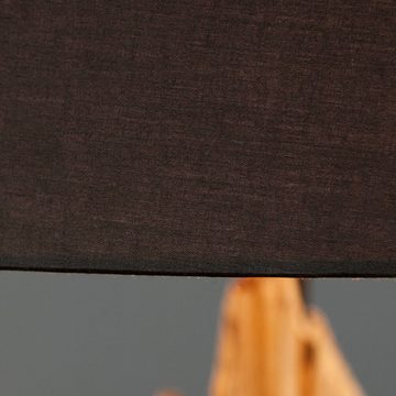 Licht-Erlebnisse Stehlampe NIASSO, ohne Leuchtmittel, Holz Leinen 175 cm Schirm: Ø 55 cm in Natur Schwarz