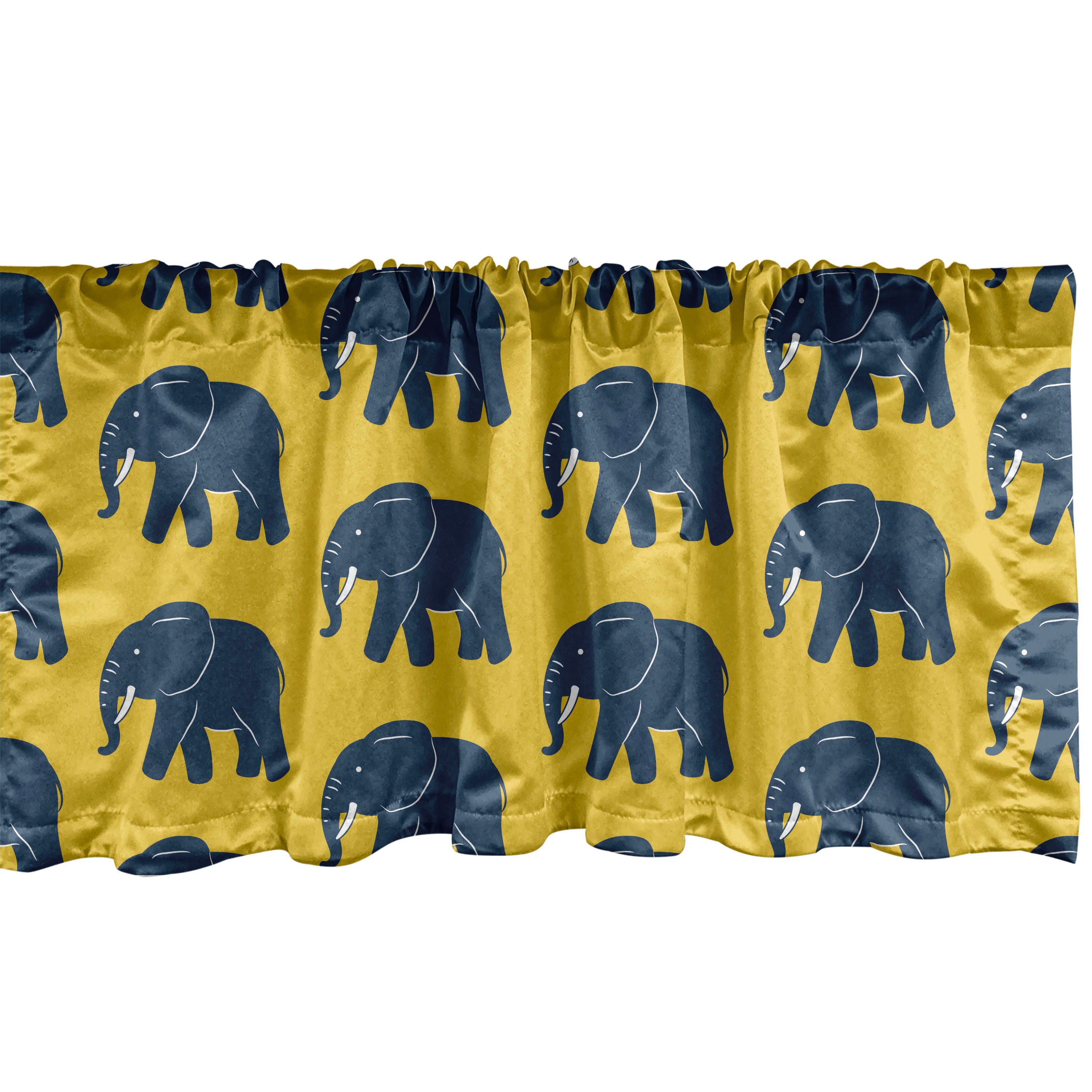 Scheibengardine Vorhang Volant für Küche Schlafzimmer Dekor mit Stangentasche, Abakuhaus, Microfaser, Tiere Afrikanischer Elefant Patterns
