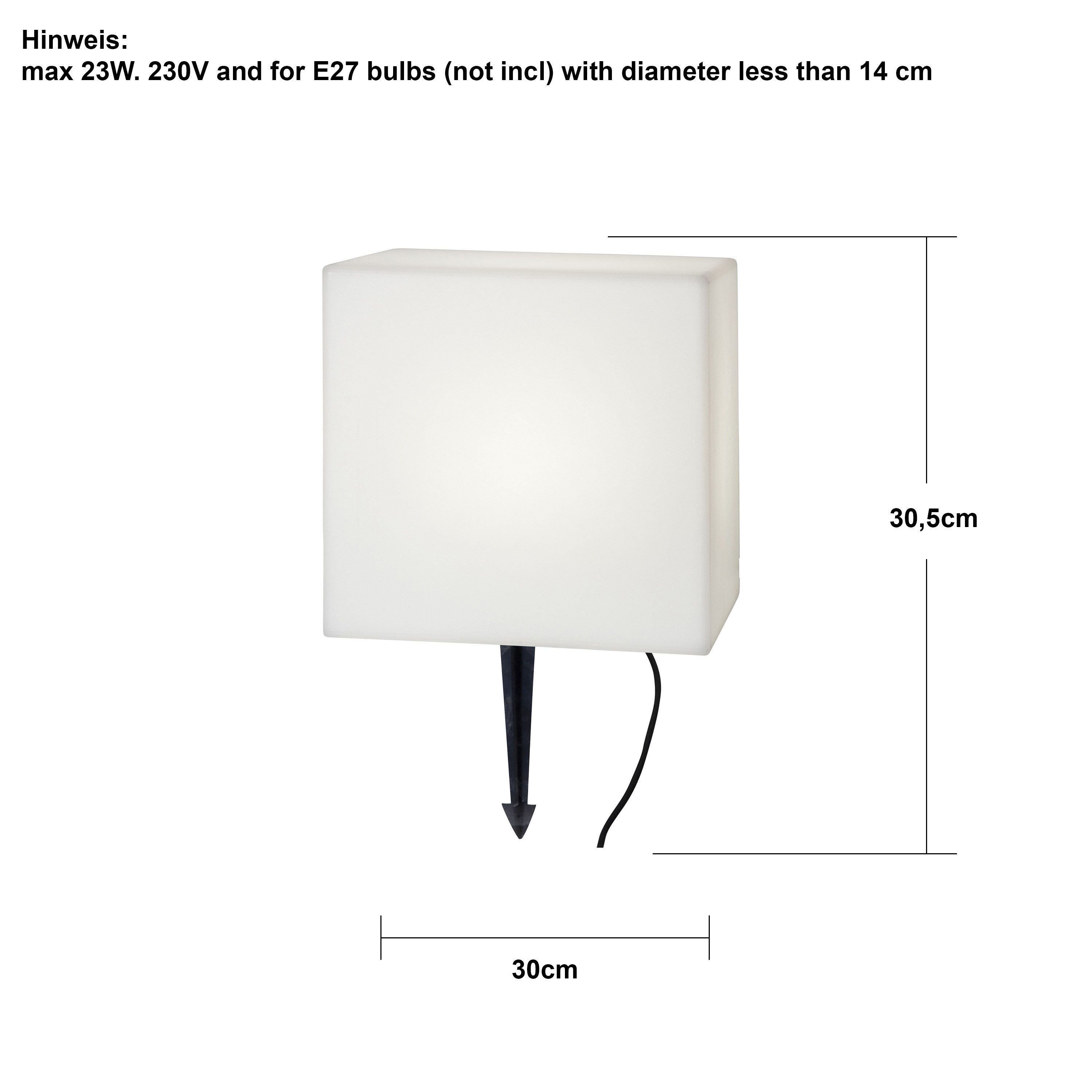 STAR TRADING LED Dekolicht Square, Kleiner Leuchtwürfel,Square' mit Erdspieß, strombetrieben, E27 Fassun