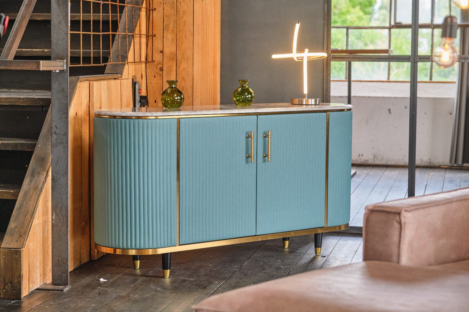 KAWOLA Sideboard MARIA, Marmorplatte Kunstleder verschiedene günstig online kaufen