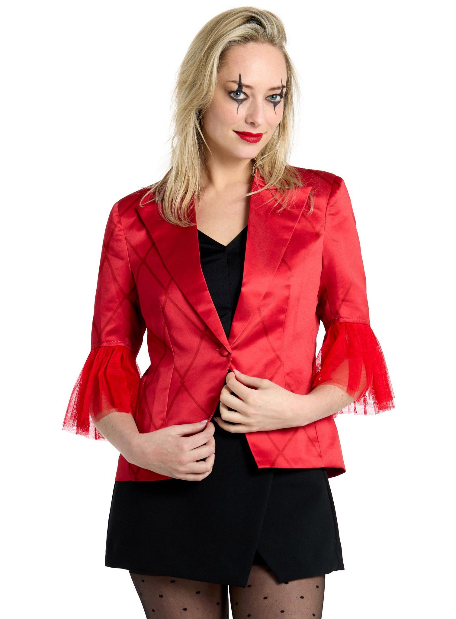 SuitMeister Kostüm Harley Quinn Blazer, Nach dieser roten Jacke sind alle ganz gaga!