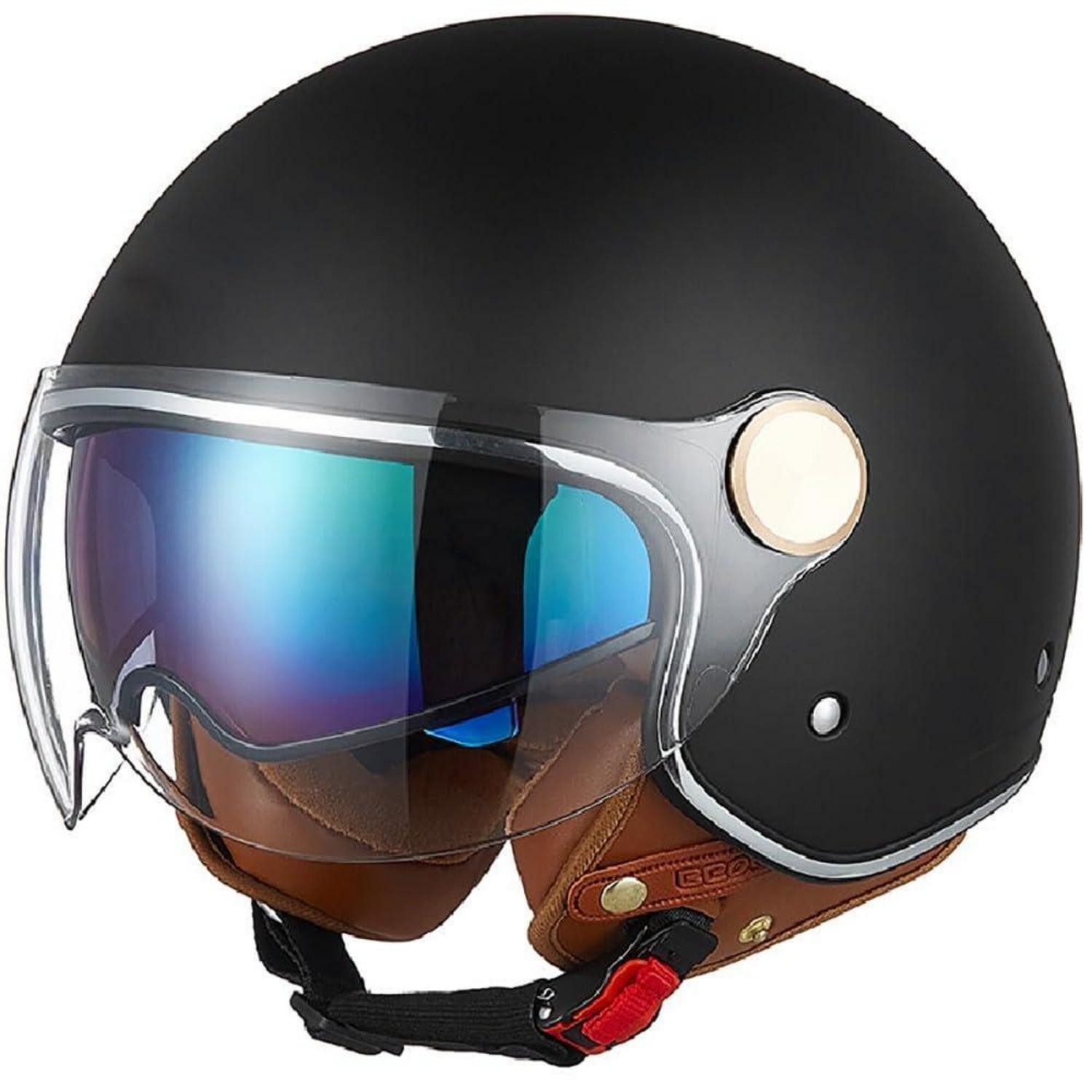 LuxusKollektion Motorradhelm Jethelm Vintage Doppelvisier XL