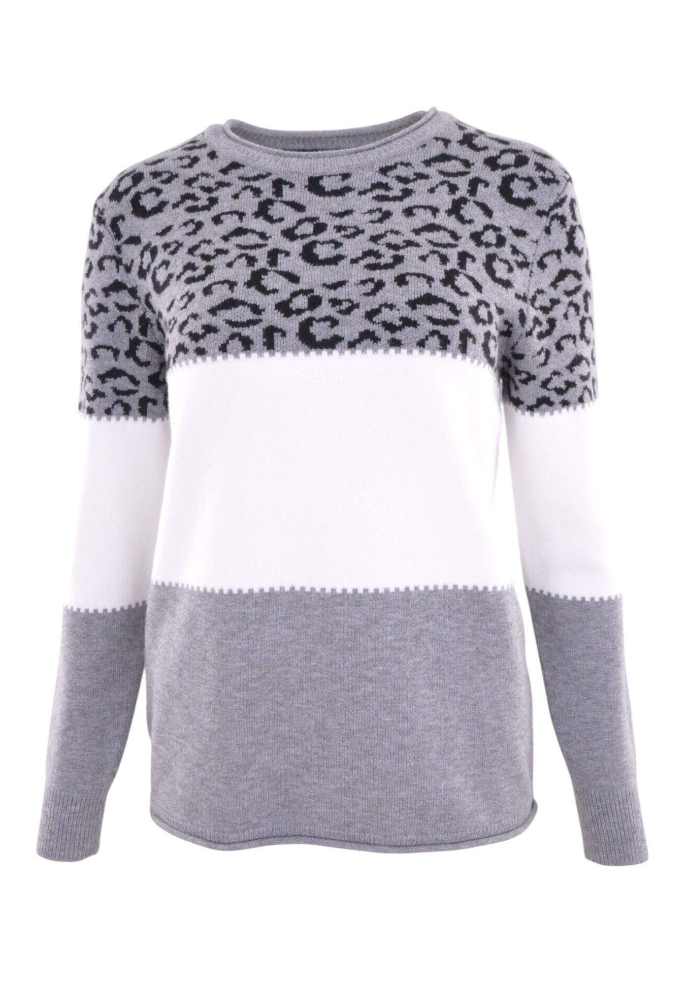 NAVIGAZIONE Rundhalspullover mit auffälligem Animalprint