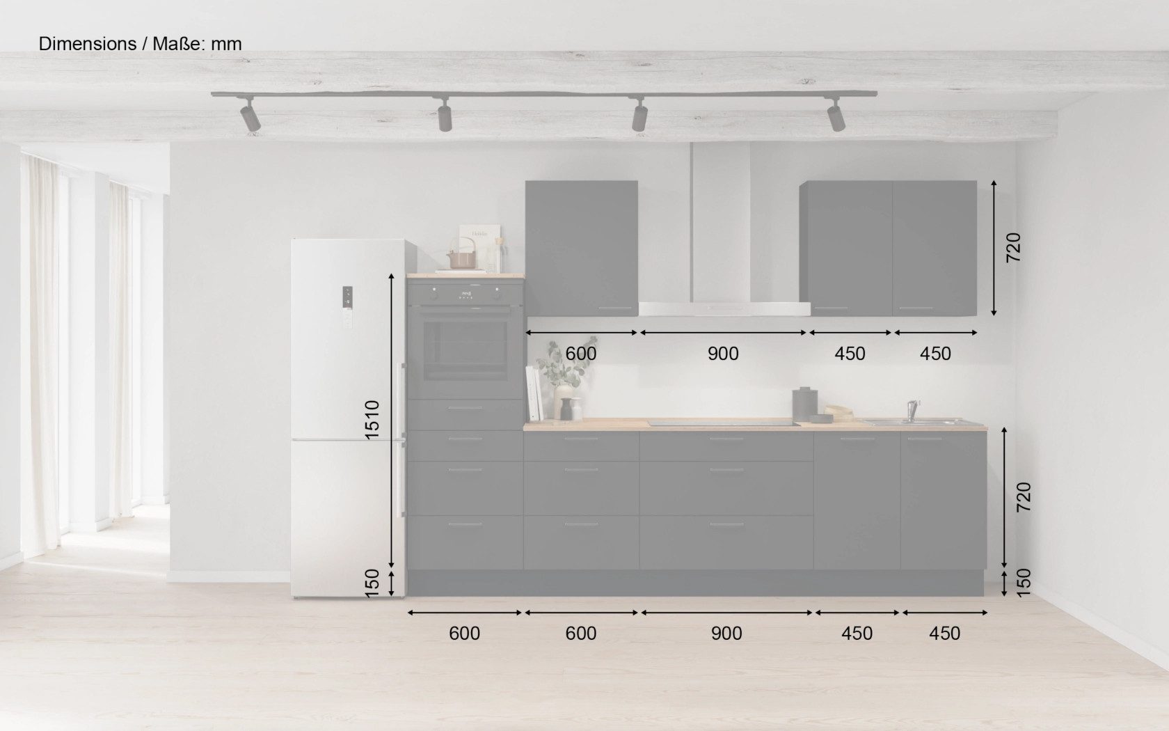 nobilia® Küchenzeile Salev, individuell anpassbar, gratis Küchenplanung mit Profis, (Breite 300 cm), vormontiert, wahlw. mit E-Geräten, inkl. Lieferung