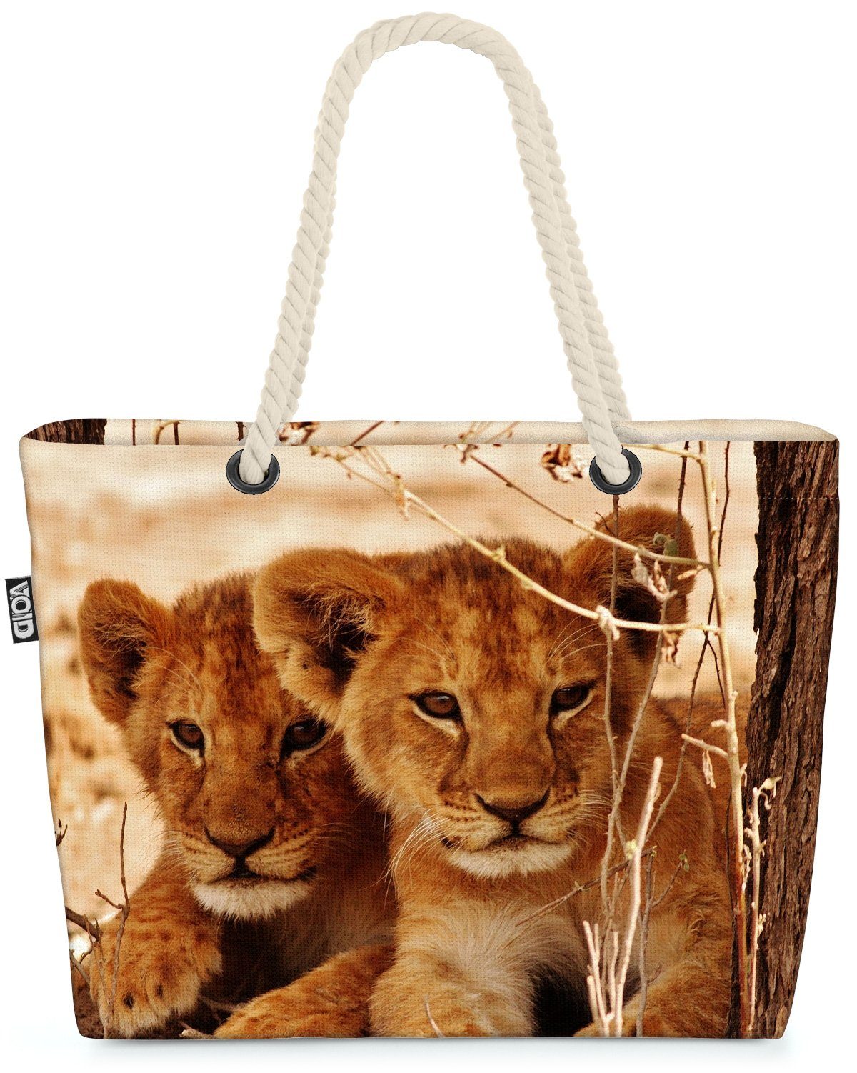 VOID Strandtasche (1-tlg), Löwen Kinder Junge Safari König Raubtier Löwe Afrika Savanne Jagd Wil