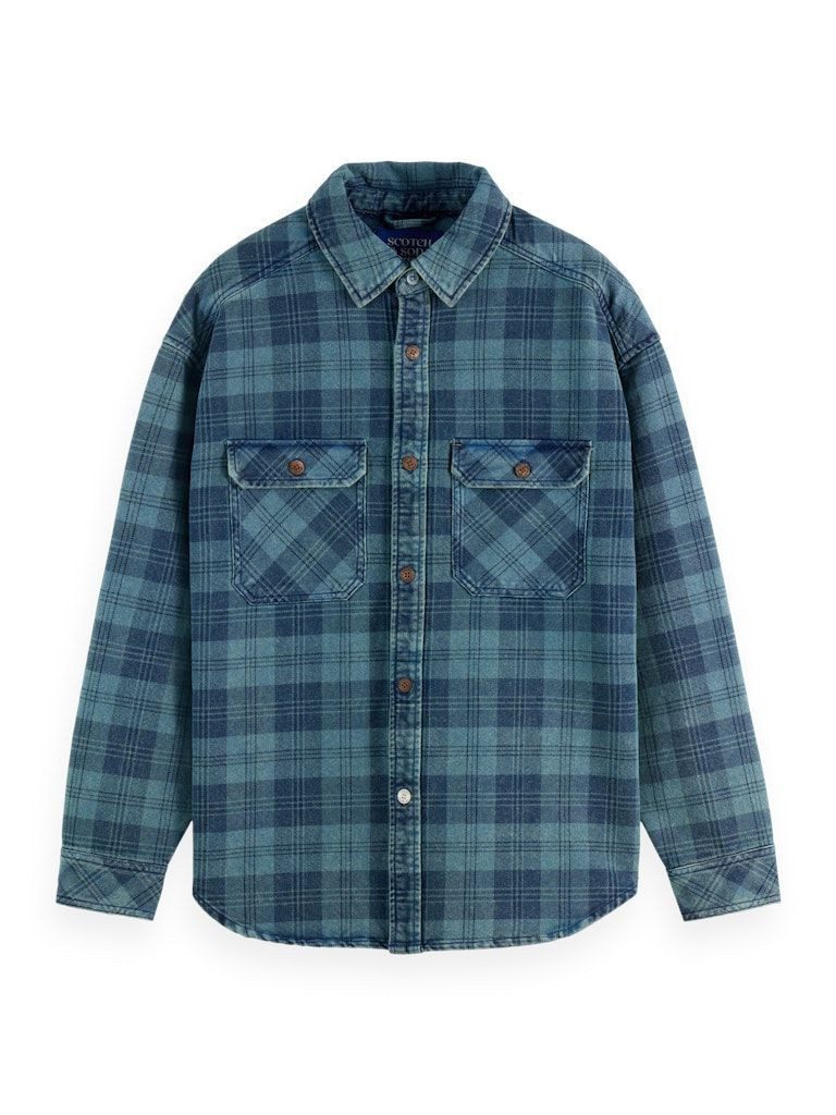 Scotch & Soda Langarmhemd Washed denim checked overshirt günstig online kaufen