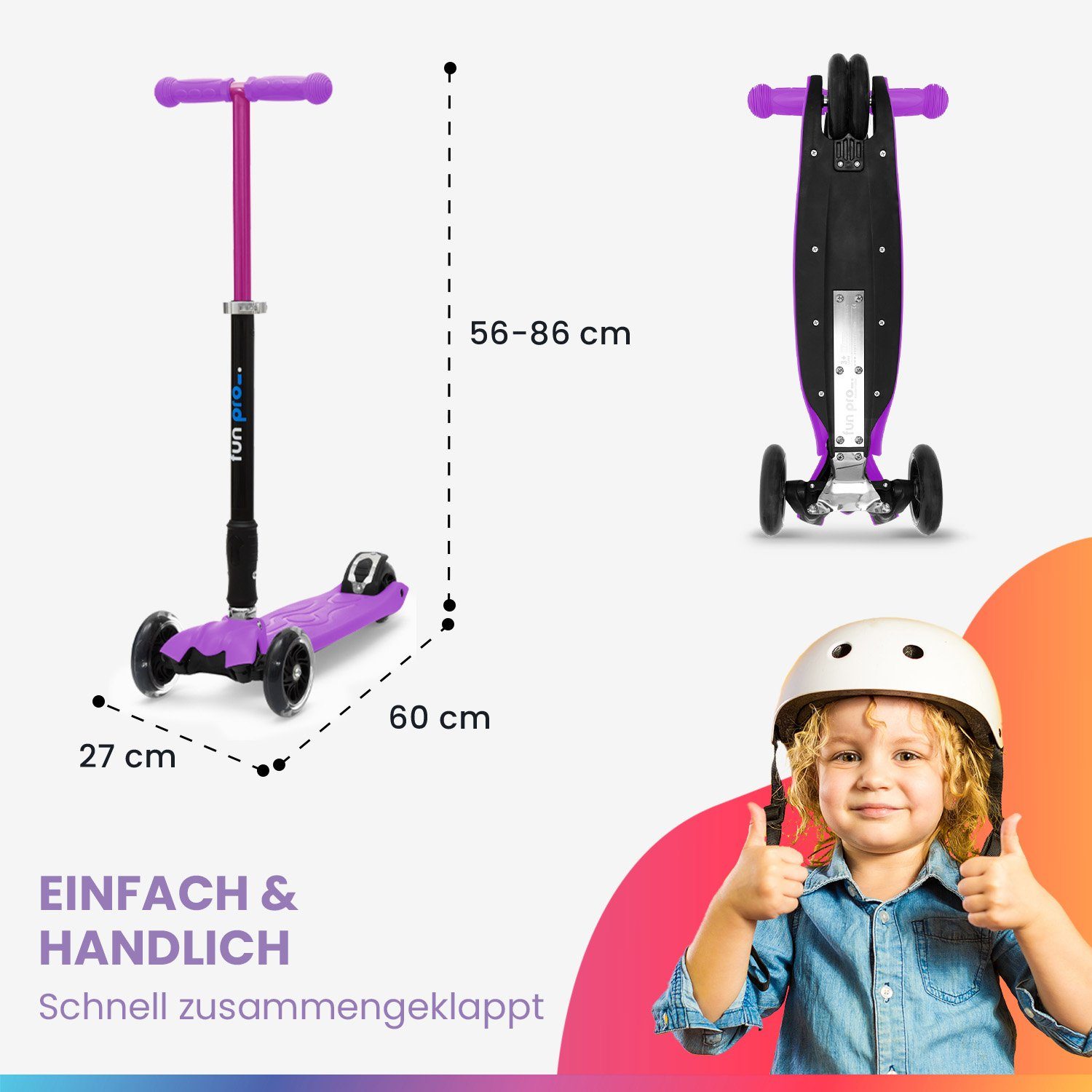 fun pro Tretroller Kinder pro Stunt klappbar Scooter Cityroller fun Kick Roller - Kinder TWO