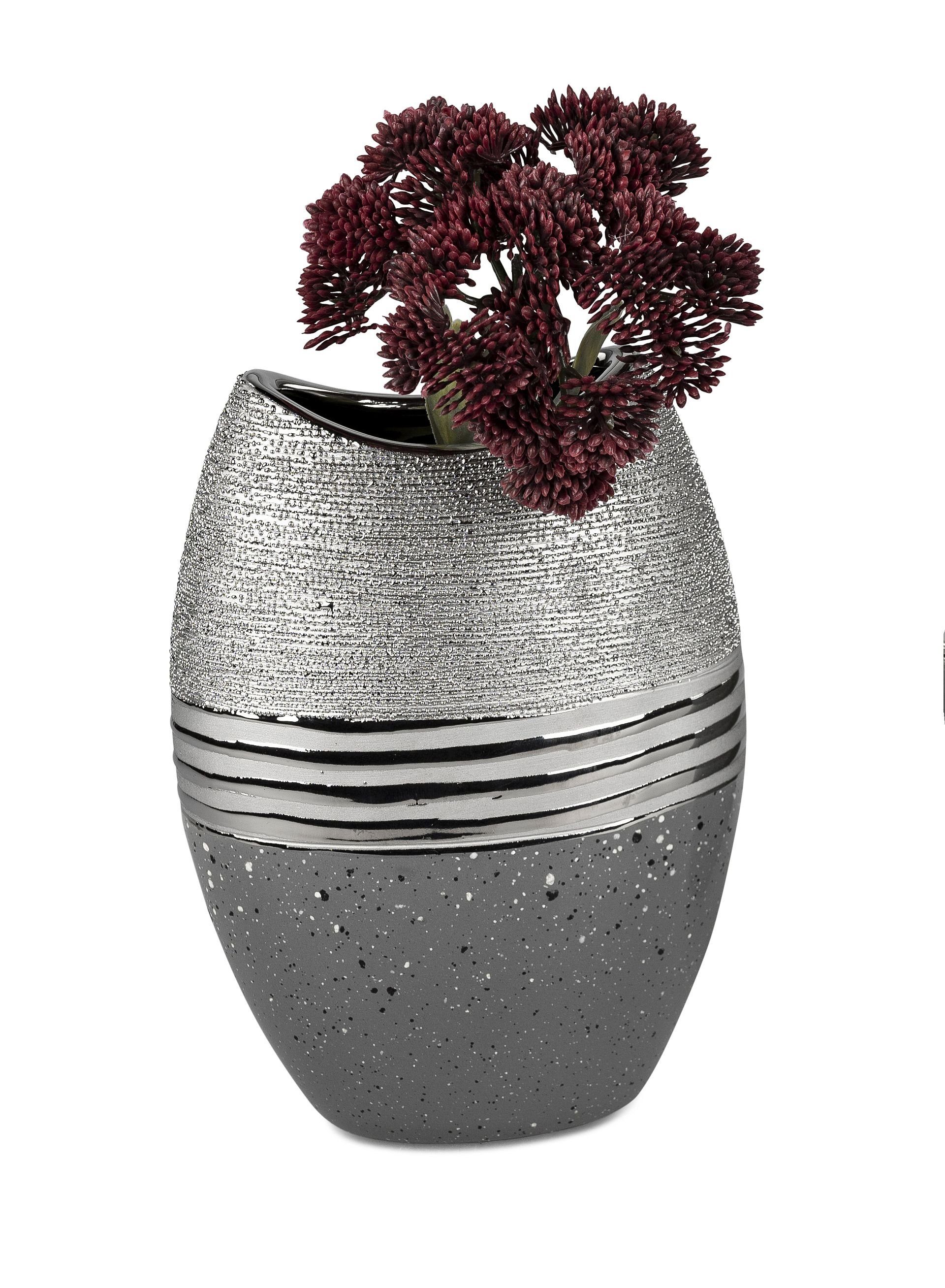 Small-Preis Dekovase Formano Vase Tischvase in silber - grau verschiedene Modelle, aus Keramik untere Hälfte ist glasiert