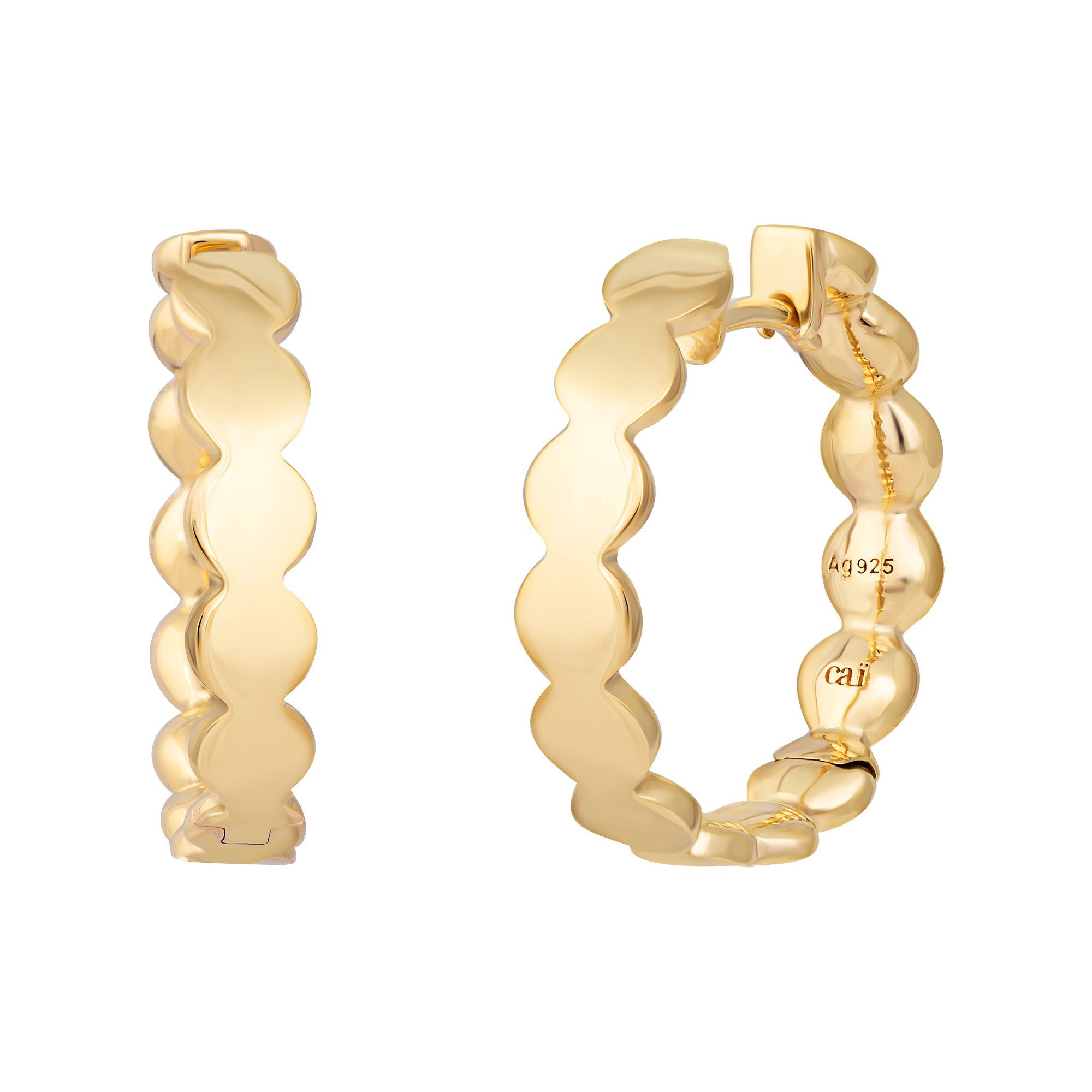 Paar Creolen 925 Sterling Silber vergoldet Boho