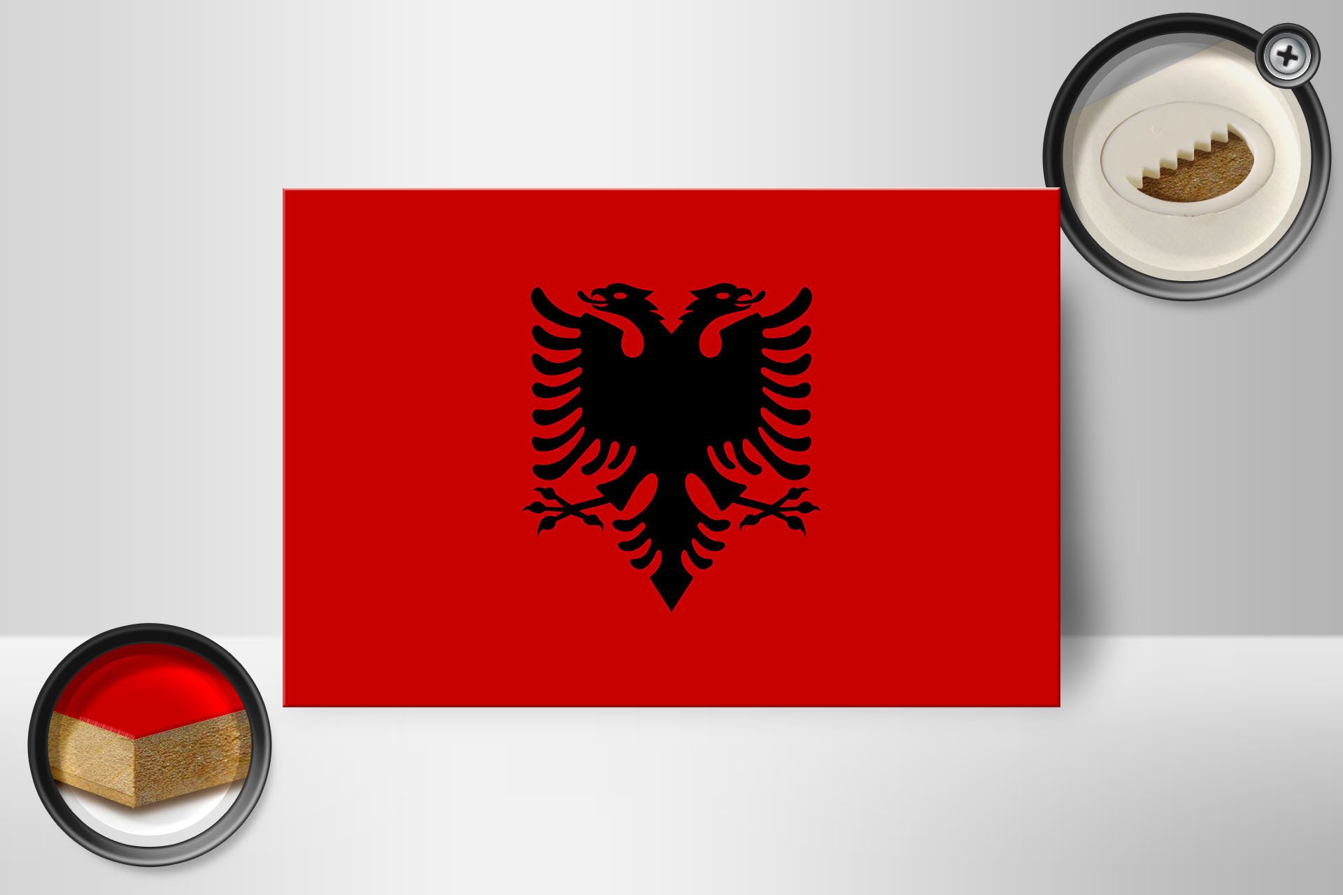 Femer GmbH Holzbild Flagge Albaniens 18x12 cm Flag of Albania, Flaggen (1 St), Glatte Holzfaserplatte (MDF), vorn beschichtet