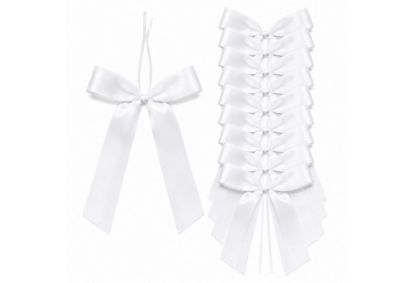 Creativery Geschenkband, Autoschleifen Hochzeit 11x16cm 10 Stück Weiß