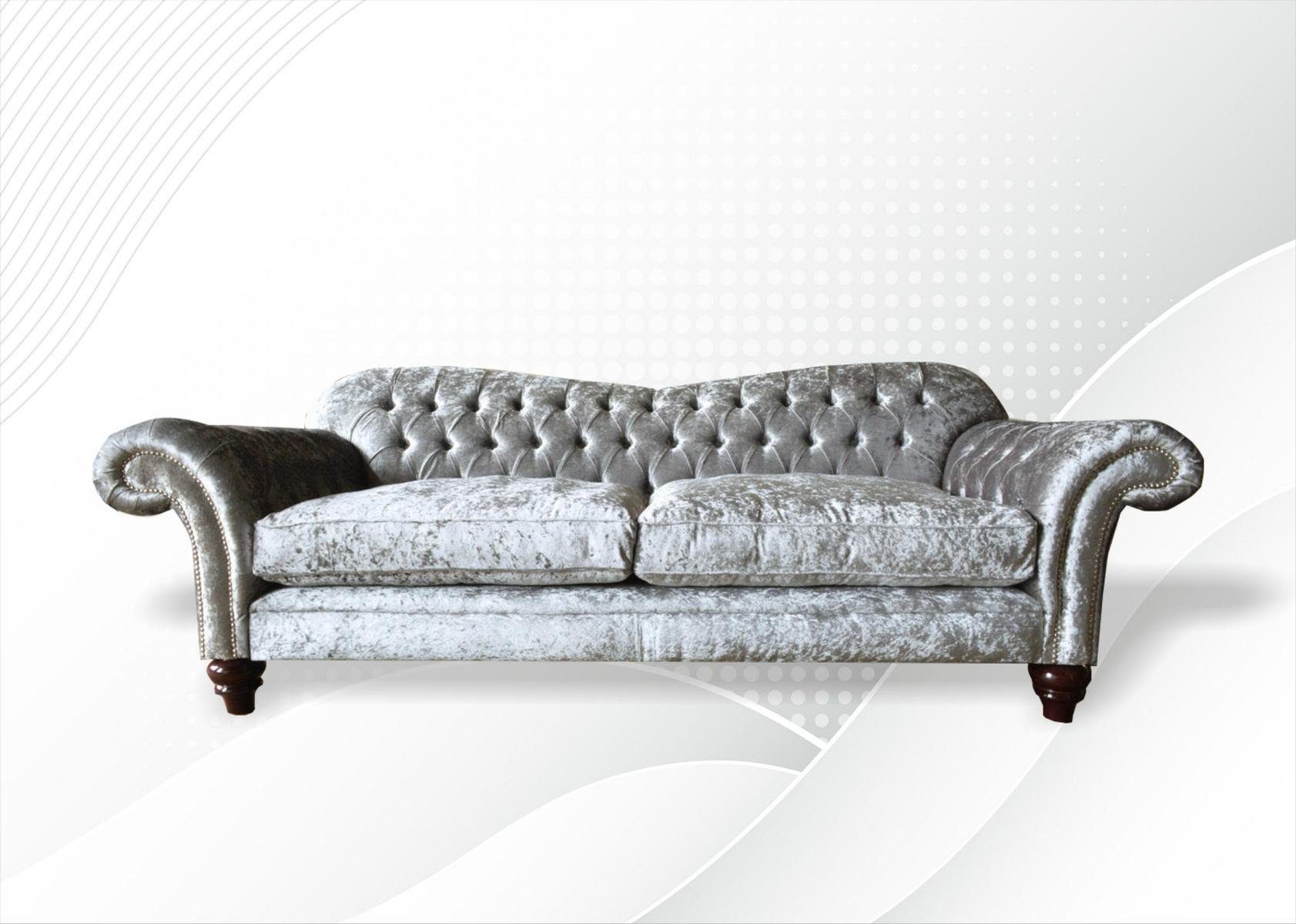 JVmoebel Sofa Moderner Chesterfield luxus Dreisitzer Stoffmöbel Samt Neu, Made in Europe