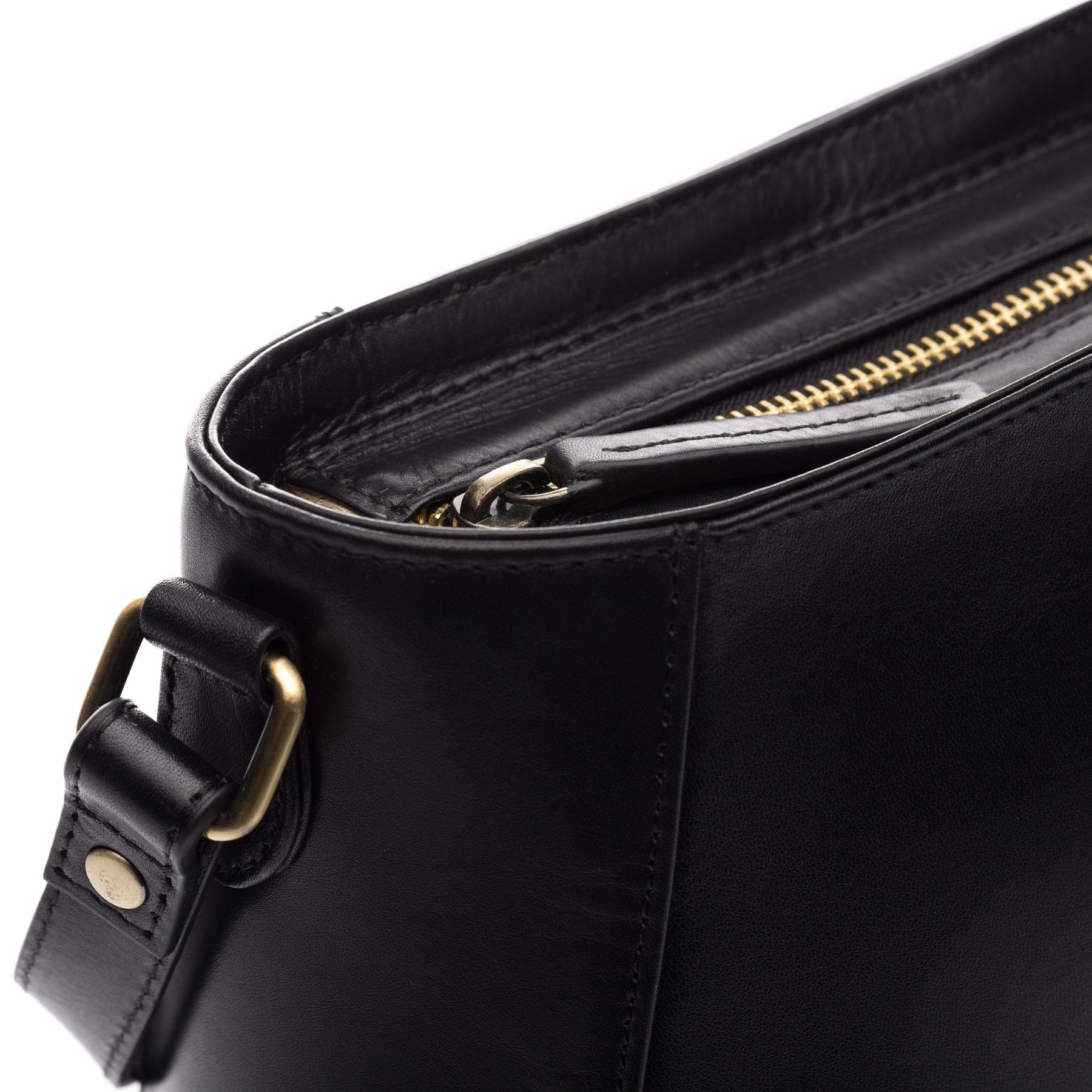 SID & VAIN Umhängetasche echt Leder Umhängetasche groß schwarz ALBANY, Crossbody Bag Echtleder für Damen, Handtasche mit Schultergurt schwarz