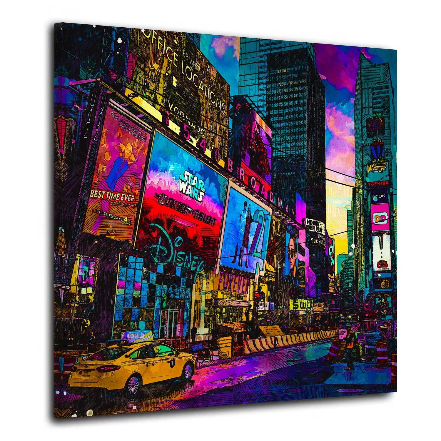 Artedinoi Leinwandbild New York Times Square Taxi Pop Art Leinwandbild Wandbild XL, New York City