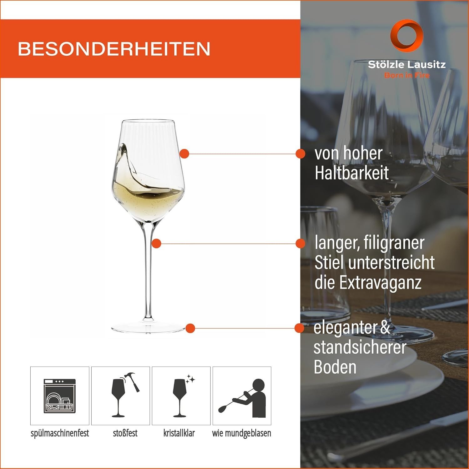 Stölzle Weinglas Stölzle Lausitz Symphony Weißweinkelch/Champagnerkelch Set 12 tlg, Glas