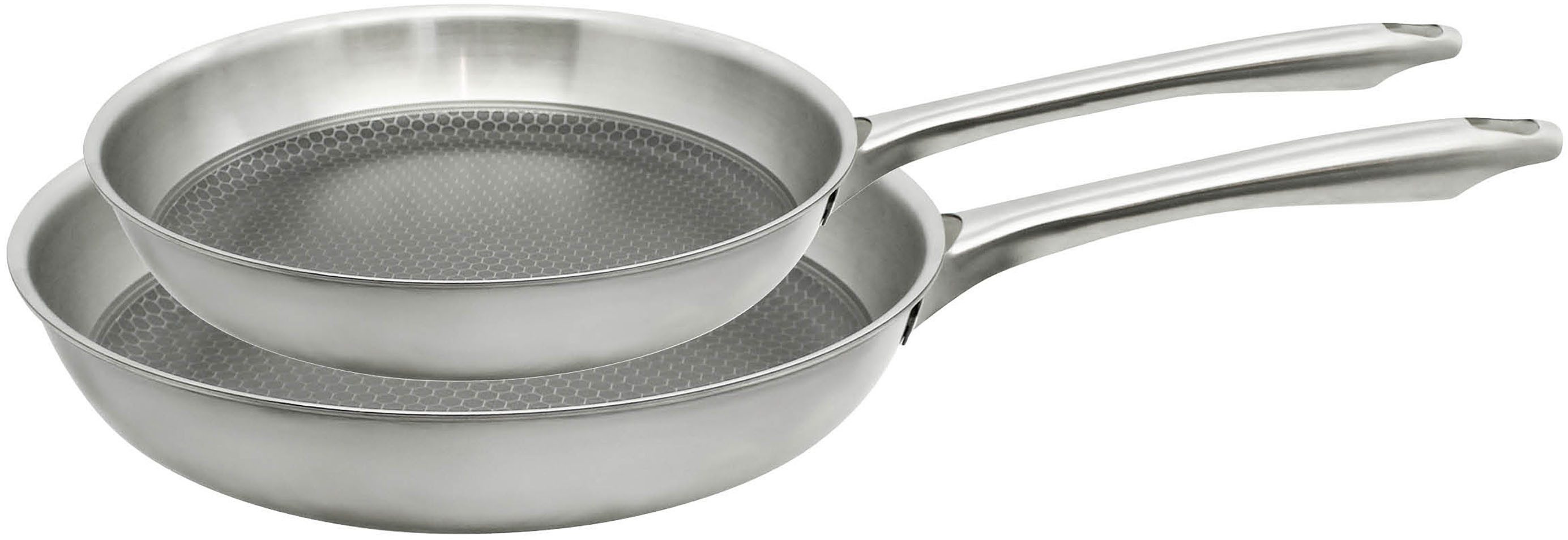 Elo Pfannen-Set Bratpfanne Relief Passion, Set 2-teilig, Edelstahl 18/10 (Set, 2-tlg), Edelstahl Mehrschicht