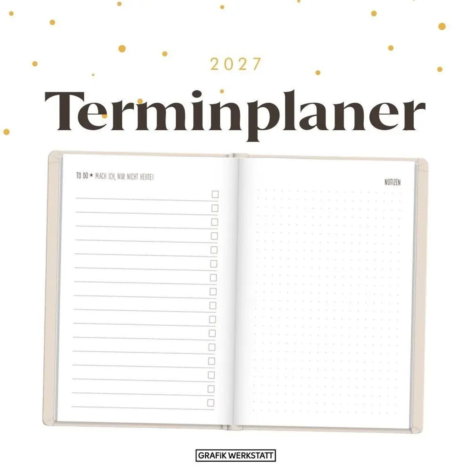 Grafik Werkstatt Taschenkalender Terminplaner Lederlook 2027 Beige